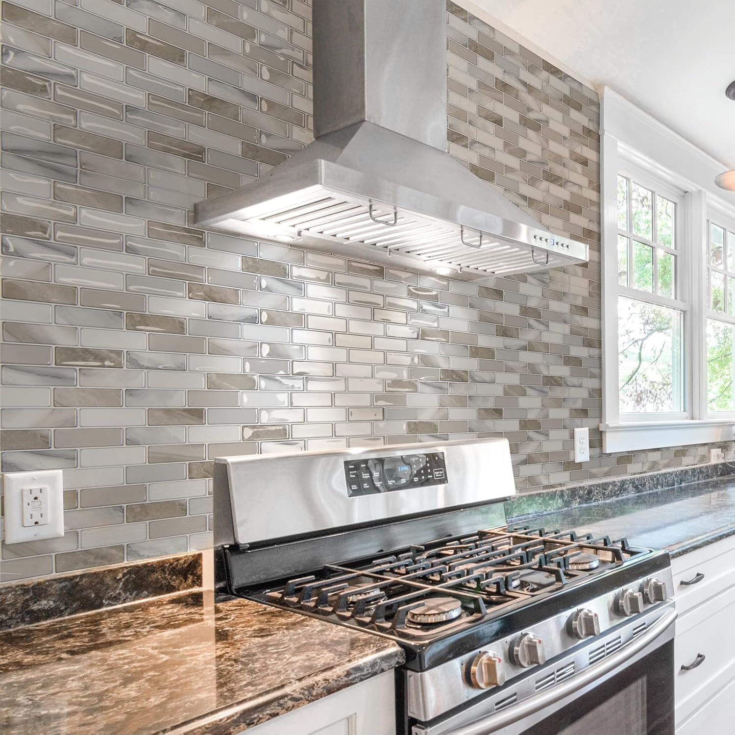 10-Sheet Peel and Stick Backsplash Tile for Kitchen – 12”×12” Stick on Wall Tile
