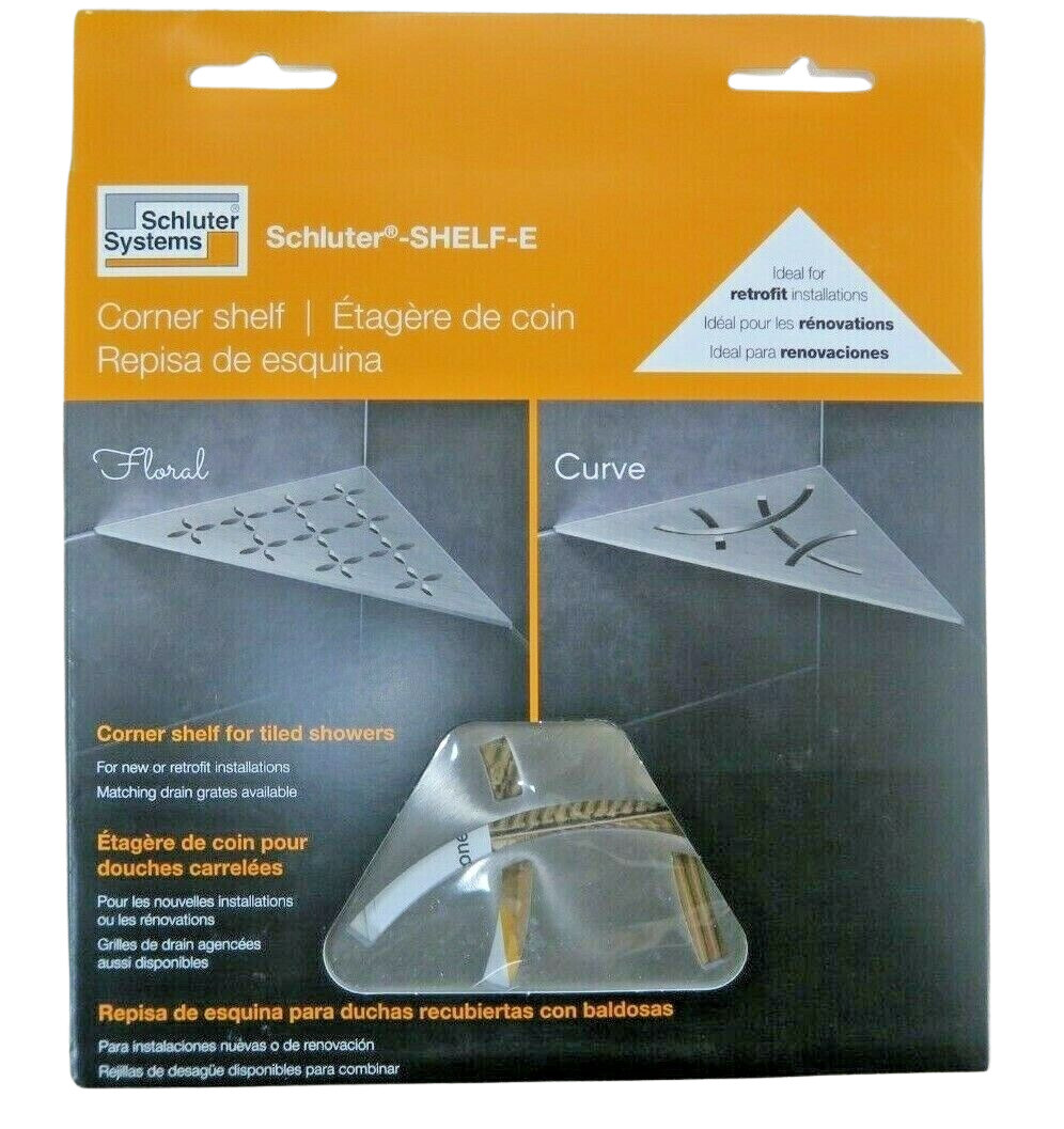 Schluter SES1D6EB Shelf-E Curve Triangular Corner Shower Shelf Brushed Stainless