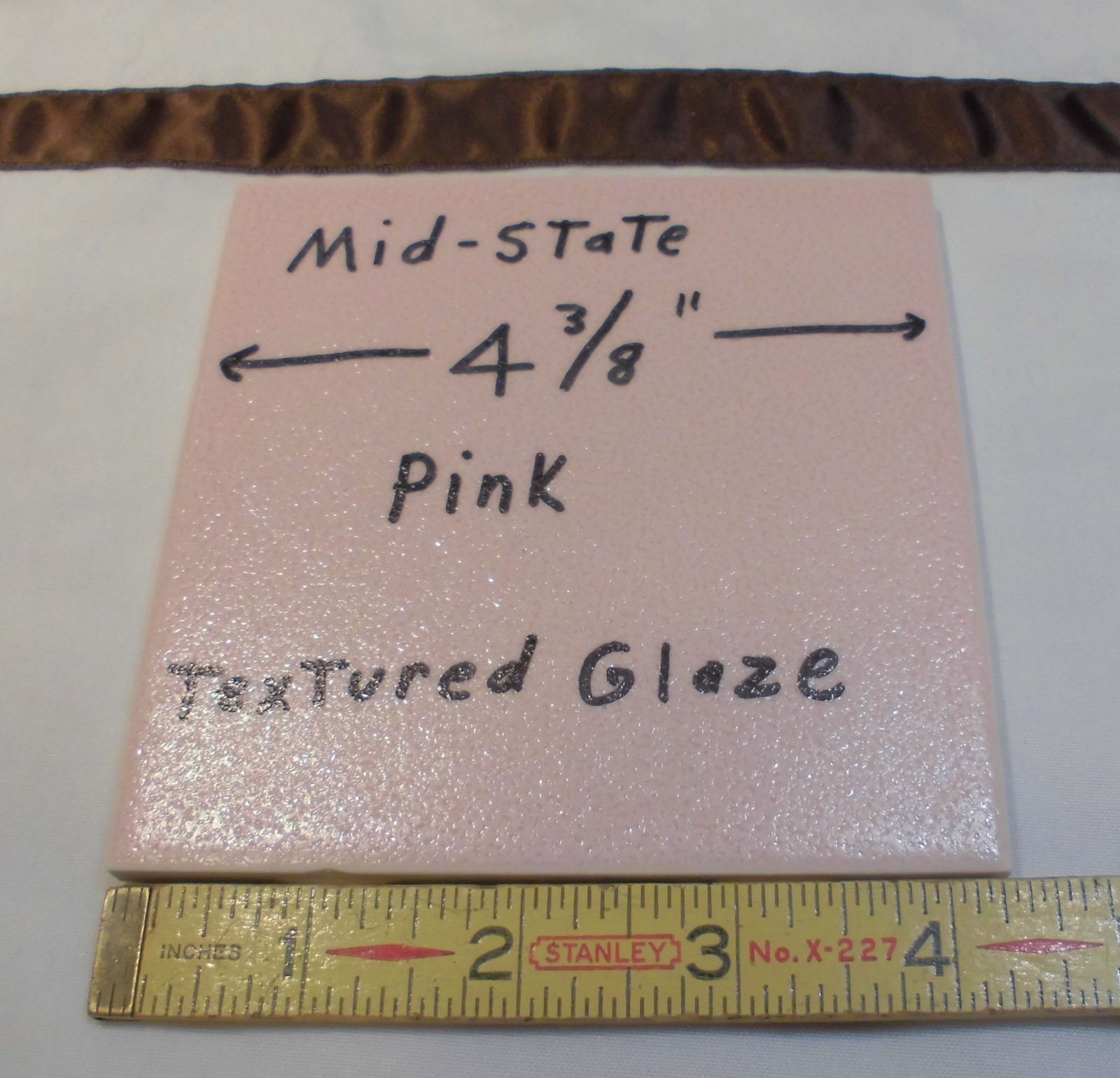1 pc. Ceramic Tile *Pink Crystal Glazed* by Mid-State Co. 4-3/8″ Crystalline