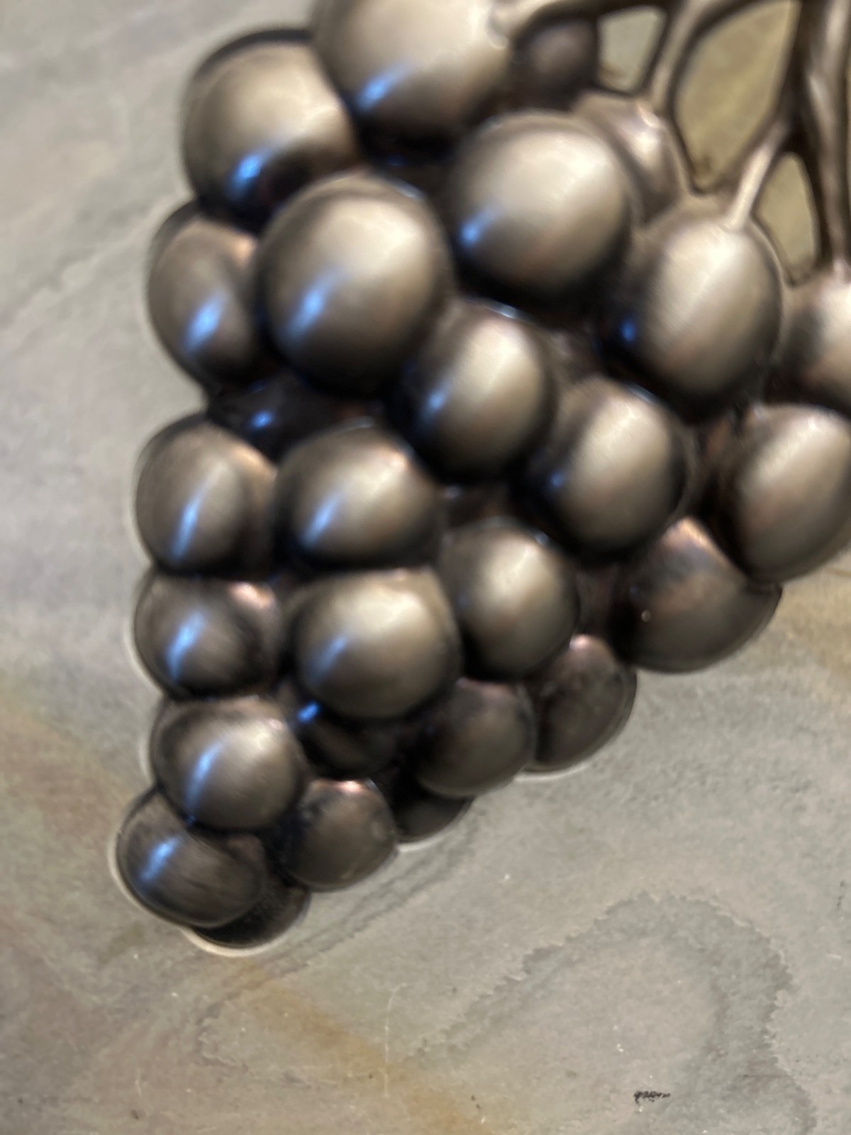 Marble with Inlaid Metal Grapes SET of 2 Designer 8″ x 8” Accent Tiles Tan Lot