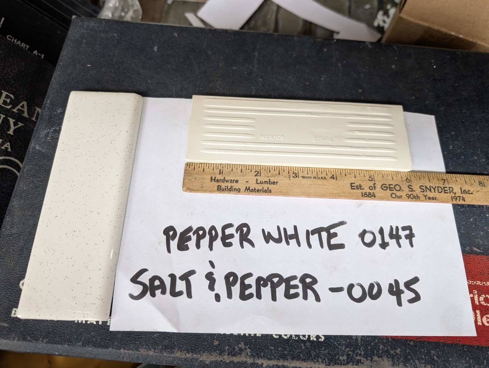 2 pieces S4269 2×6 Ceramic Tile 0147 Pepper White Daltile thinset bullnose AO 45