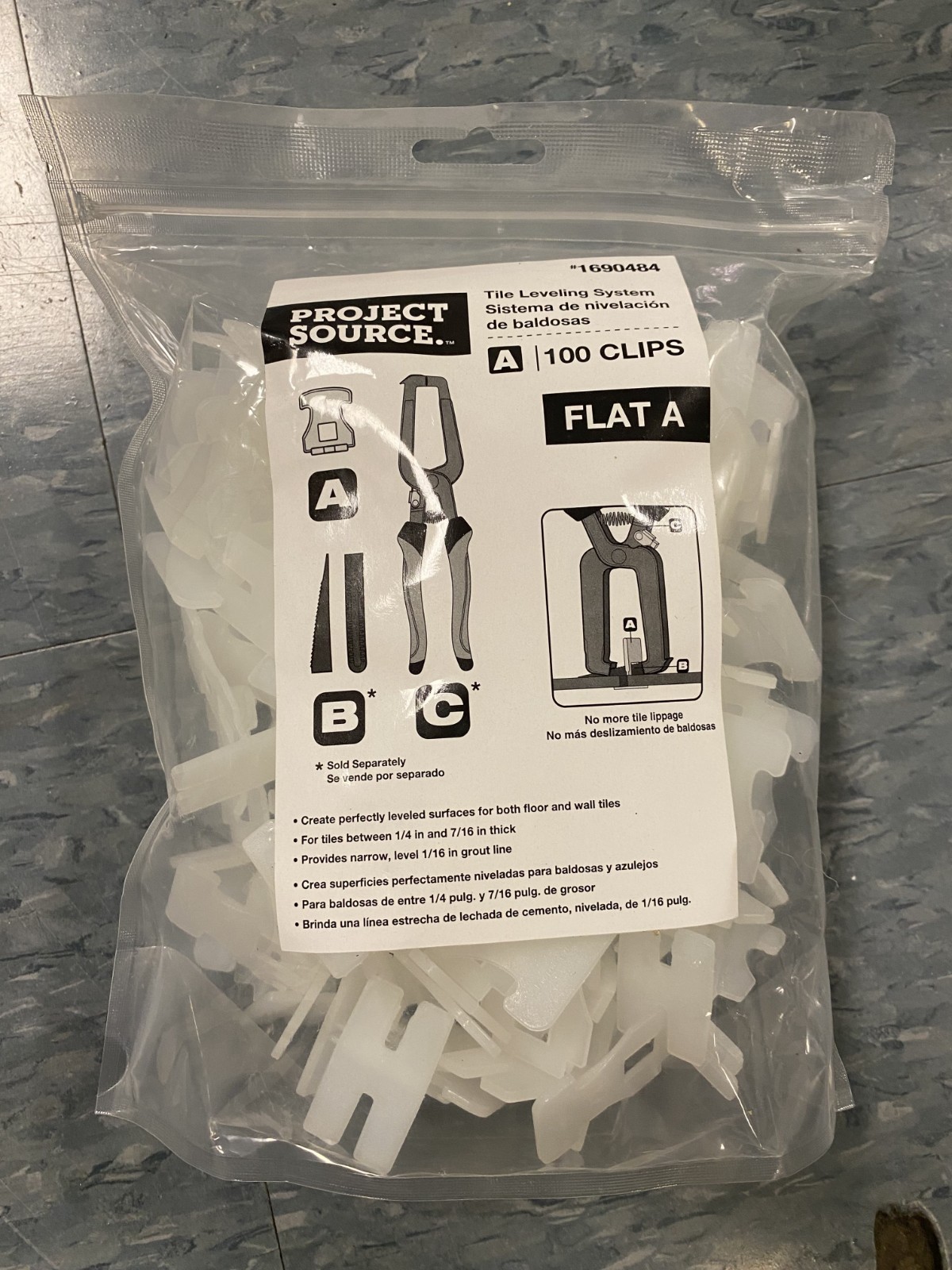 BRAND NEW Project Source Tile Leveling System #1690484 FLAT A-100 Clips per pack