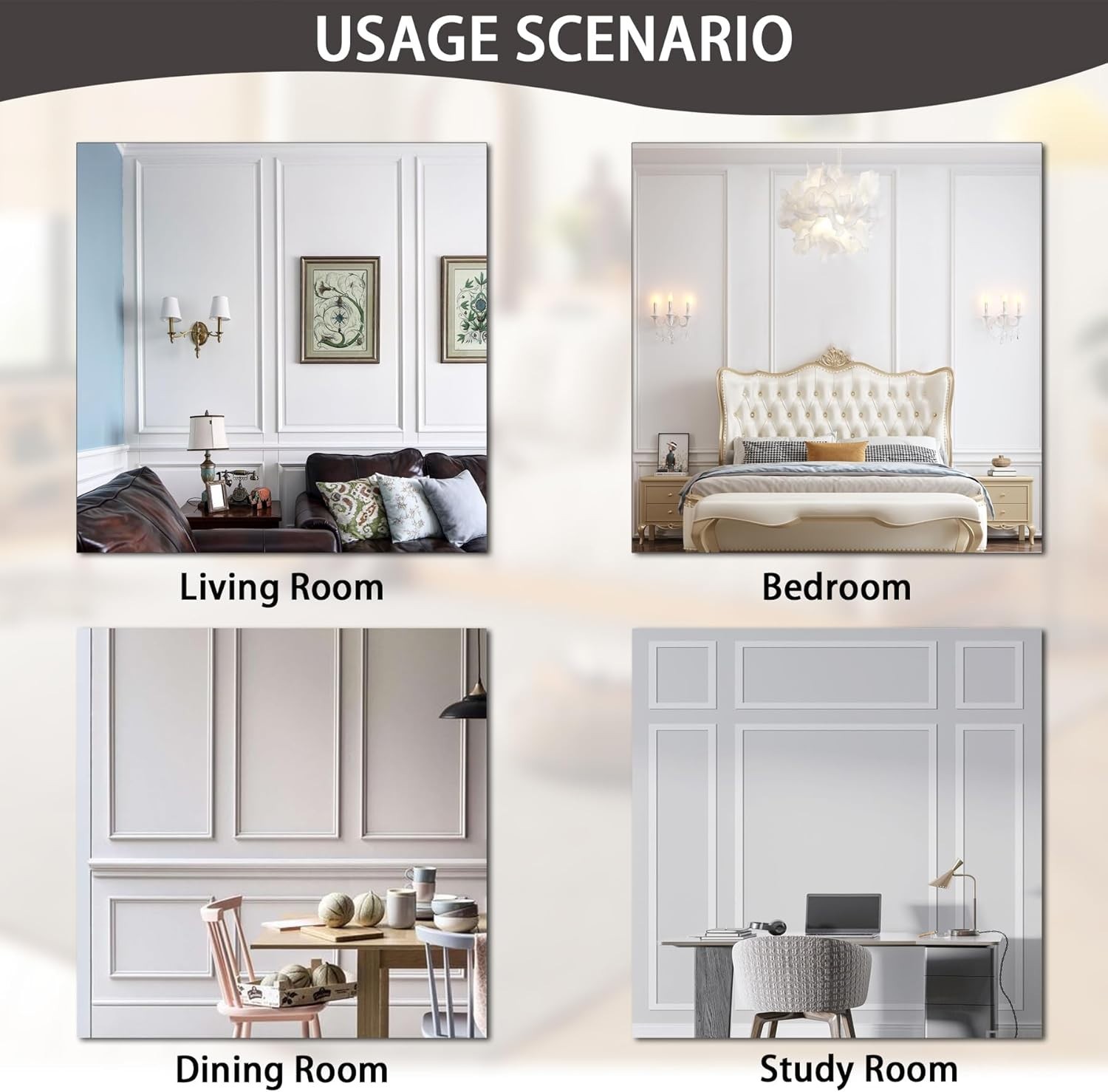 *PACK of 2* Pre-Made Accent Panel Wall Molding Kit w/ 6x Frame (48 pc, 12 frame)