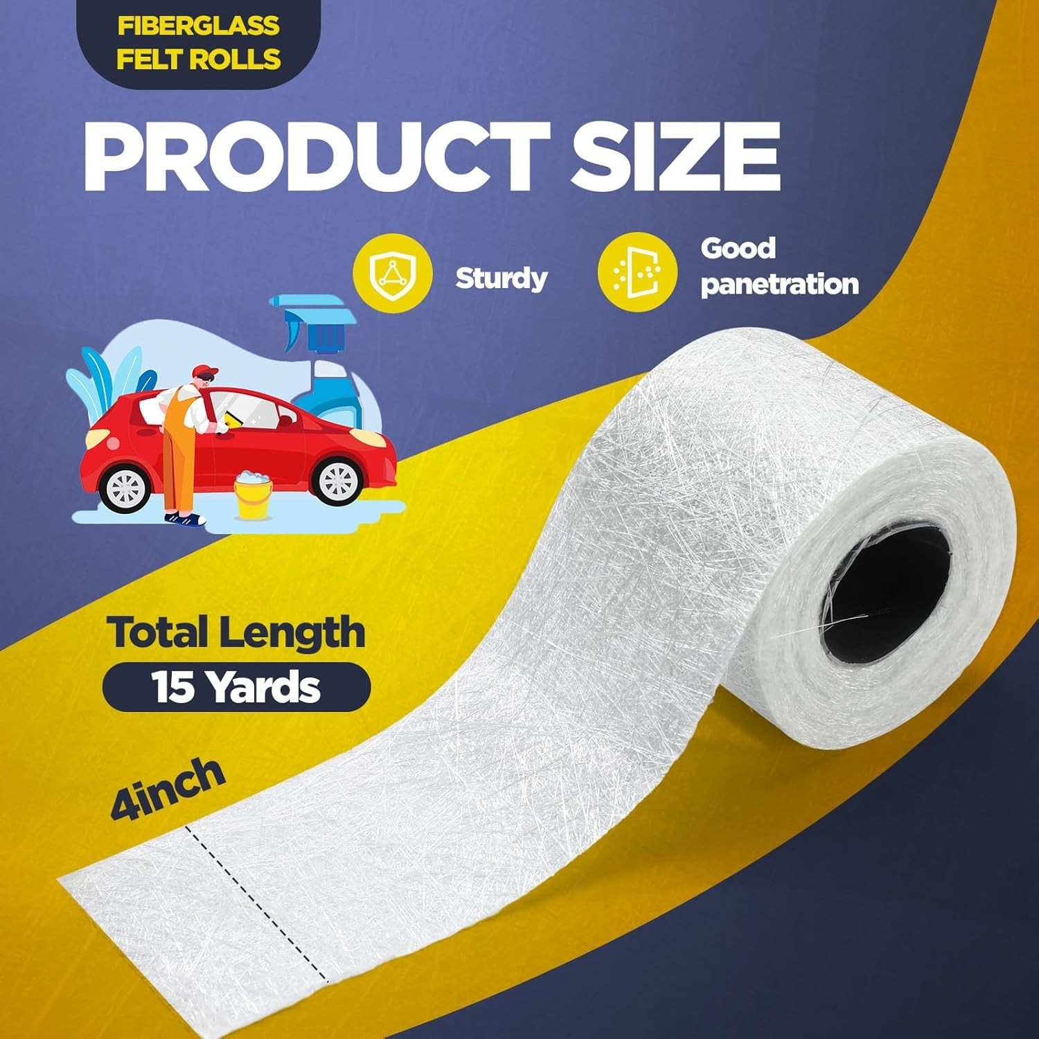 Sacubee 1.5oz Fiberglass Mat 4″x15yd White