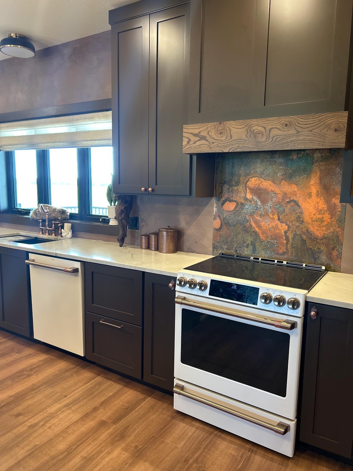 Real Copper Backsplash Panel – Handmade Metal Wall Art Kitchen Decor