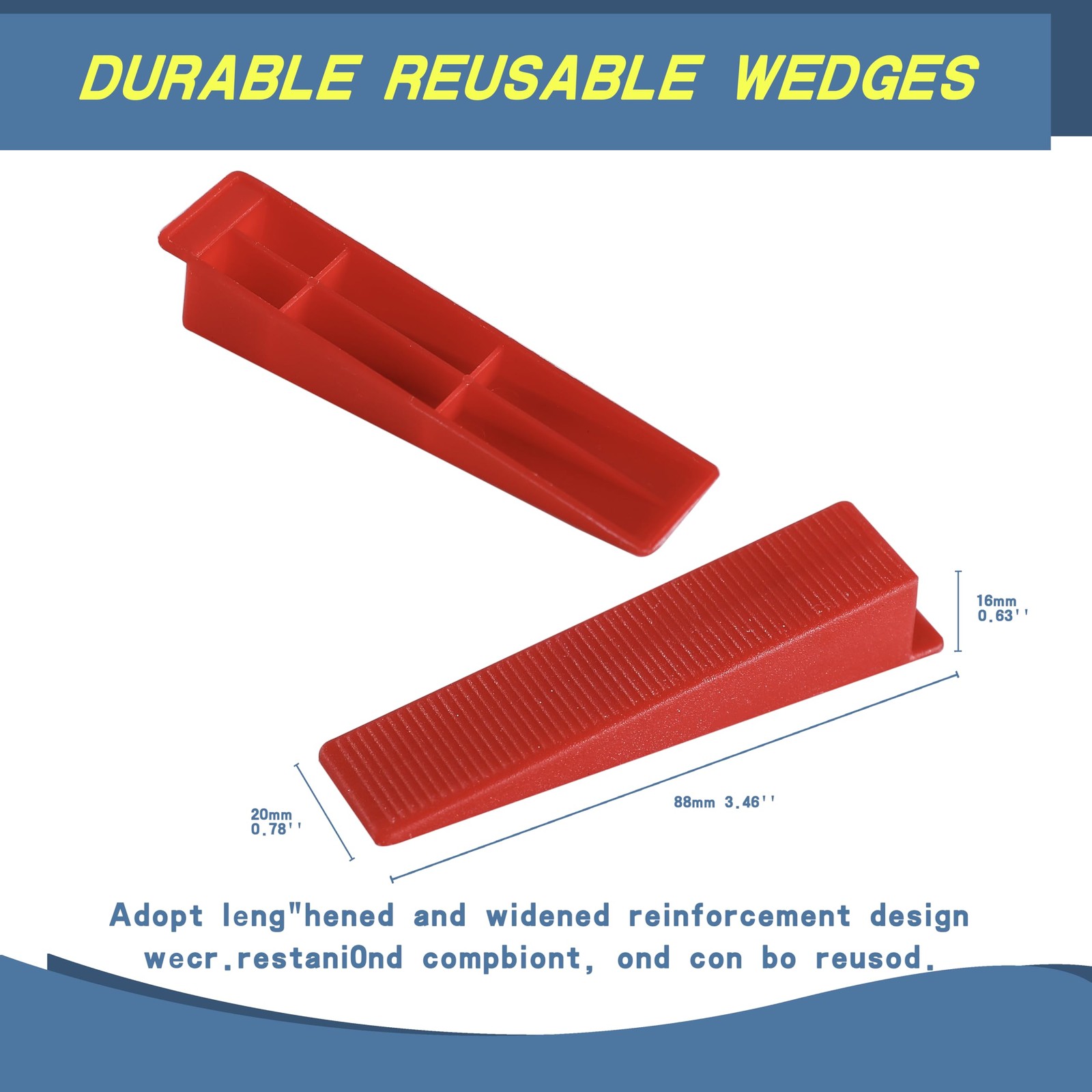 Tile Leveling System-500 pcs 1/16inch Spacers + 150 1/16 inch, Red