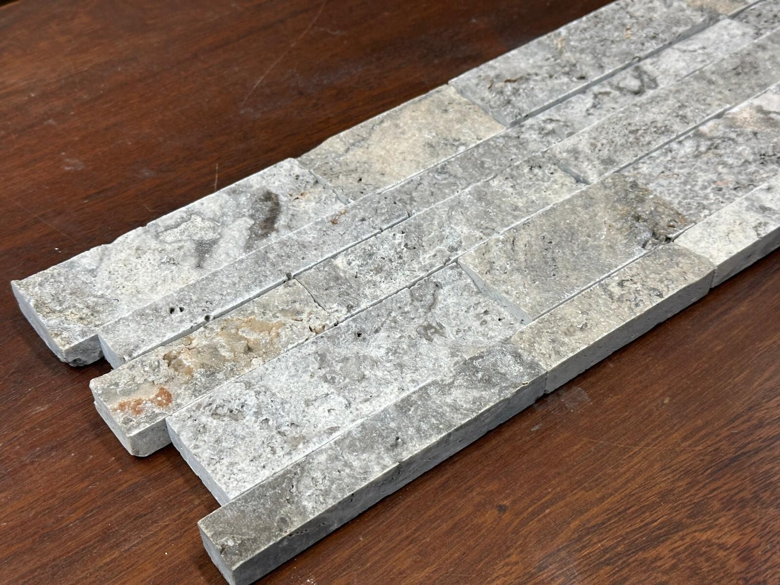 Silver Travertine Stacked Stone Ledger panel 7×20 – sample listing