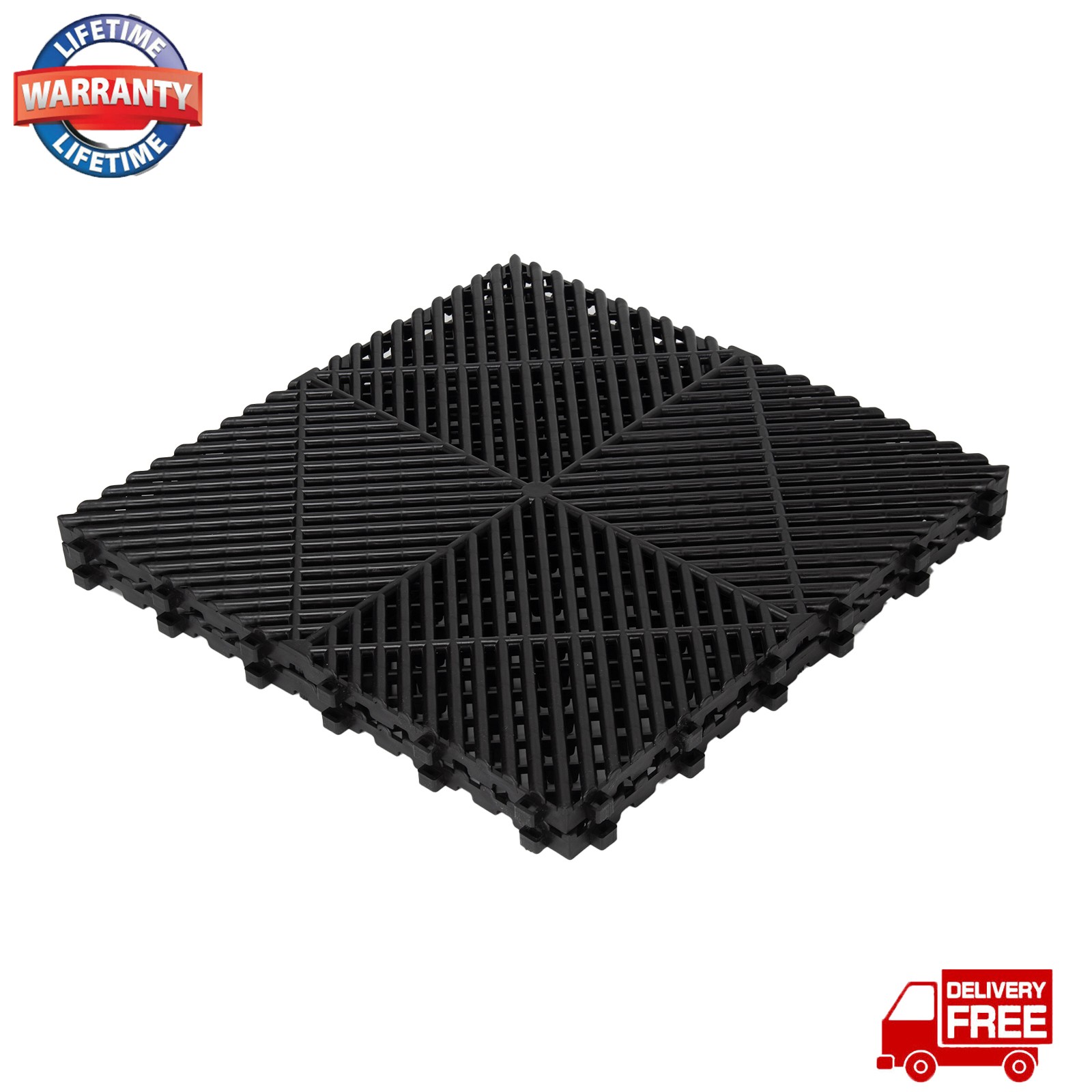 25 PCS Interlocking Garage Floor Tiles Deck Tile Water Drainage 15.75×15.75″