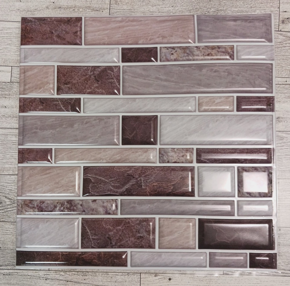 Wall Tile Gray & multi-color granite pattern. 10 piece plastic self adhesive 12″