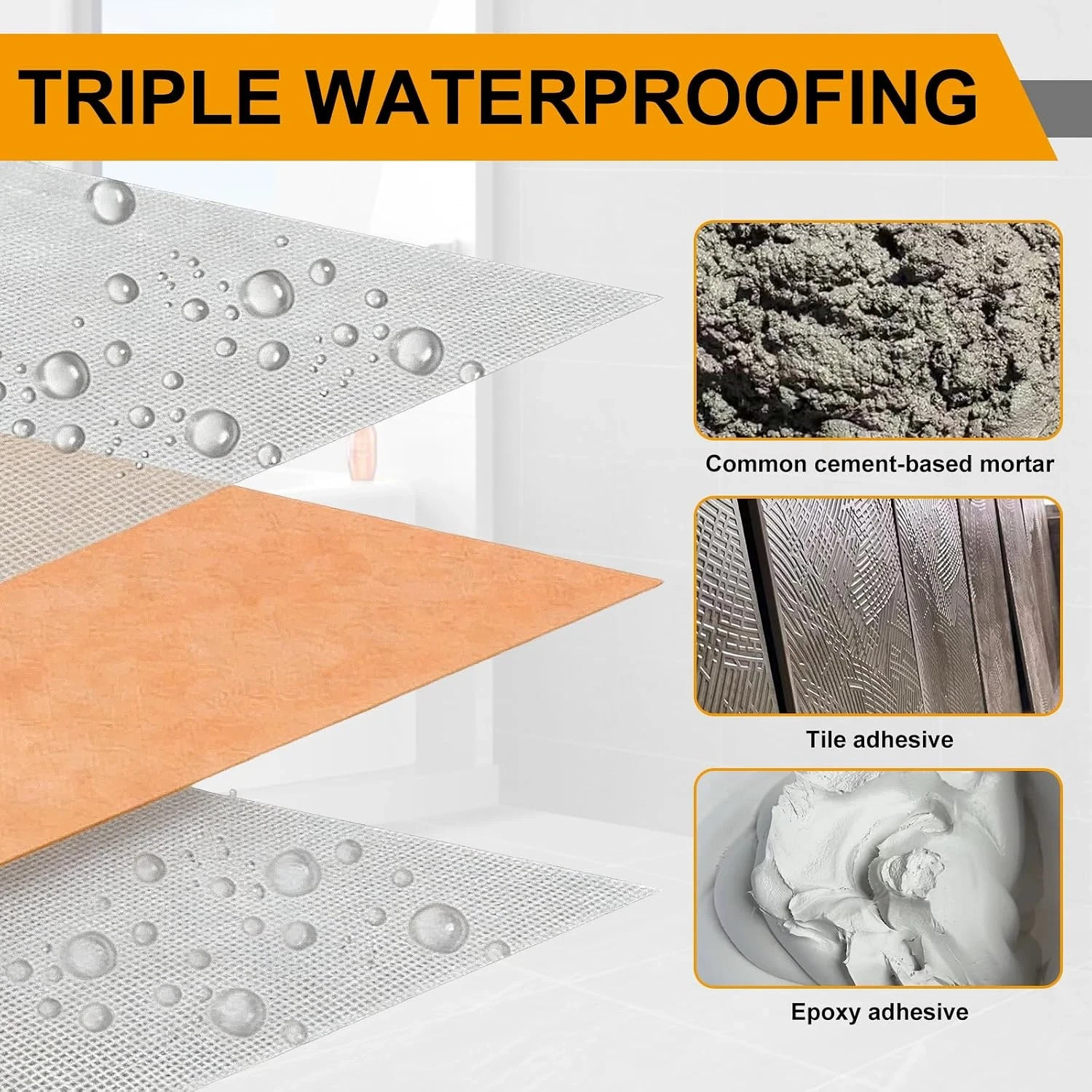 Waterproof Membrane for Showers, 3.3 Ft X 98.5 Ft (323 Sq Ft), Schluter Membrane