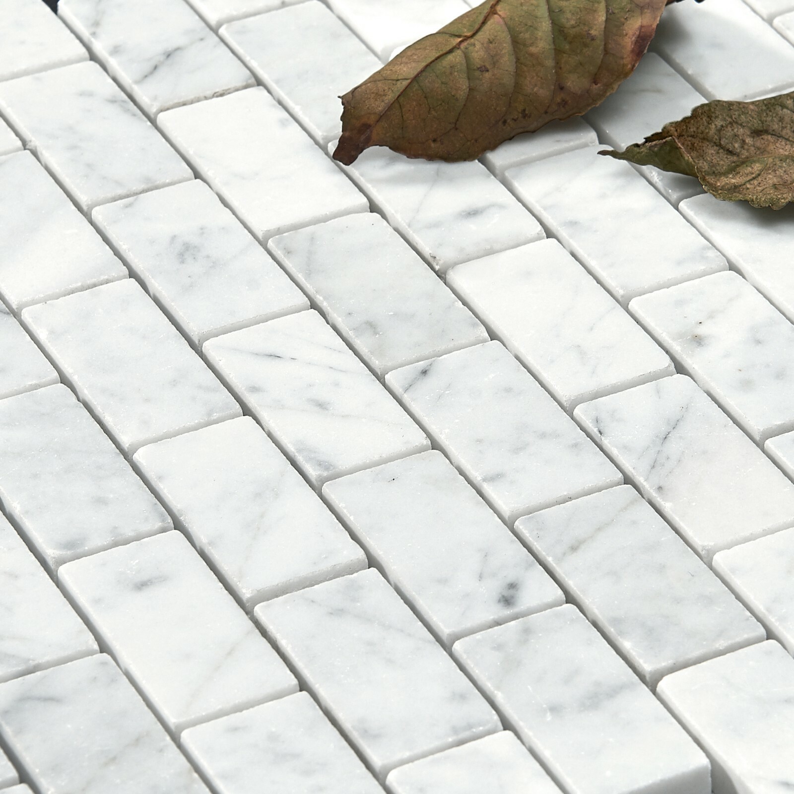 Simple Tile – Marble Mosaic Tile “1”X2″ Brick Collection” Carrara White Polished
