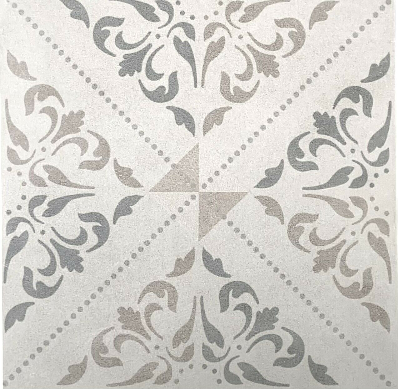 Tropical Encaustic Faded Beige Brown Green 8×8 Satin Ceramic Tile (BOX OF 4)