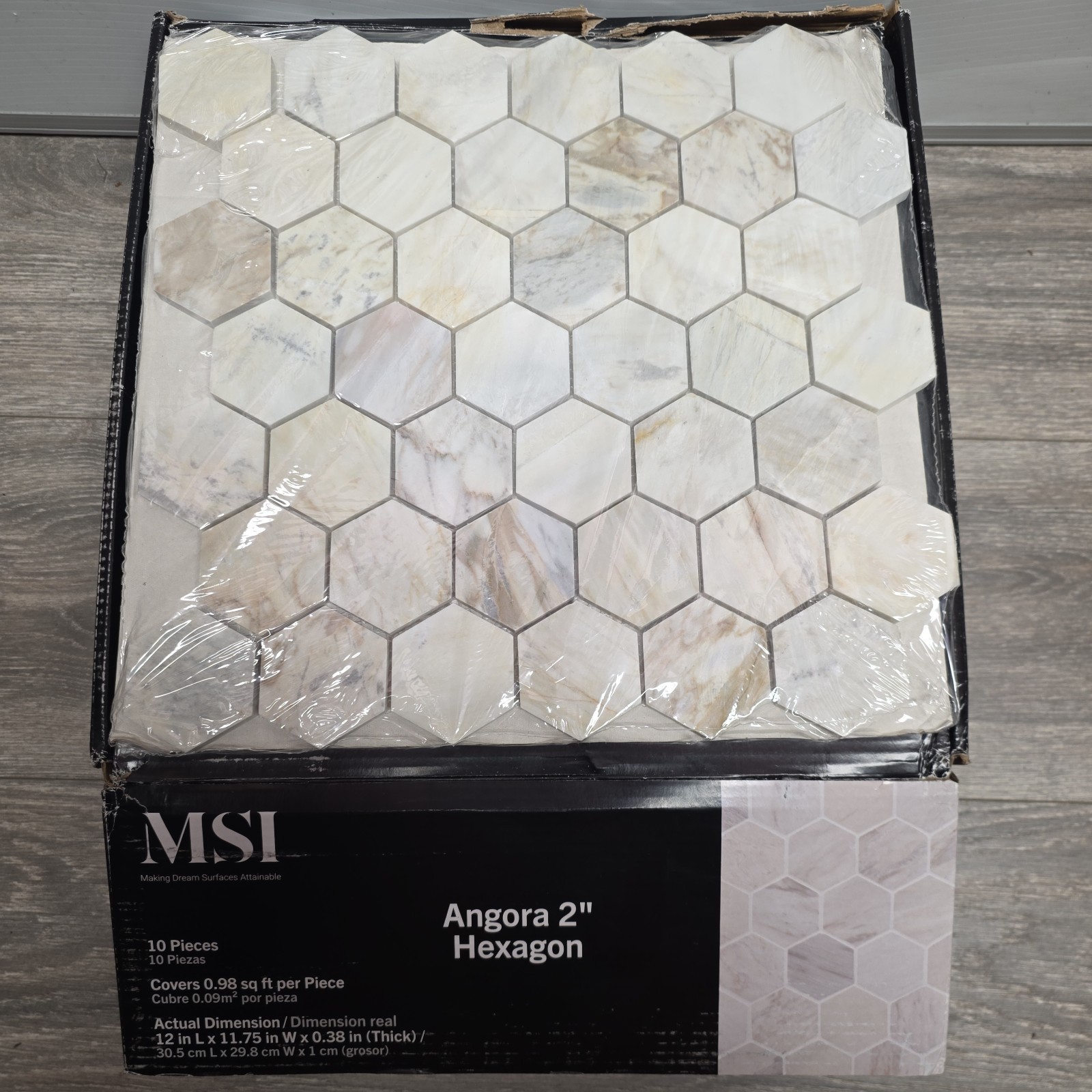 Angora 2″ Hexagon Honed Mosaic Marble Floor Wall Tiles, 12×11.75in, 10 Pcs Case
