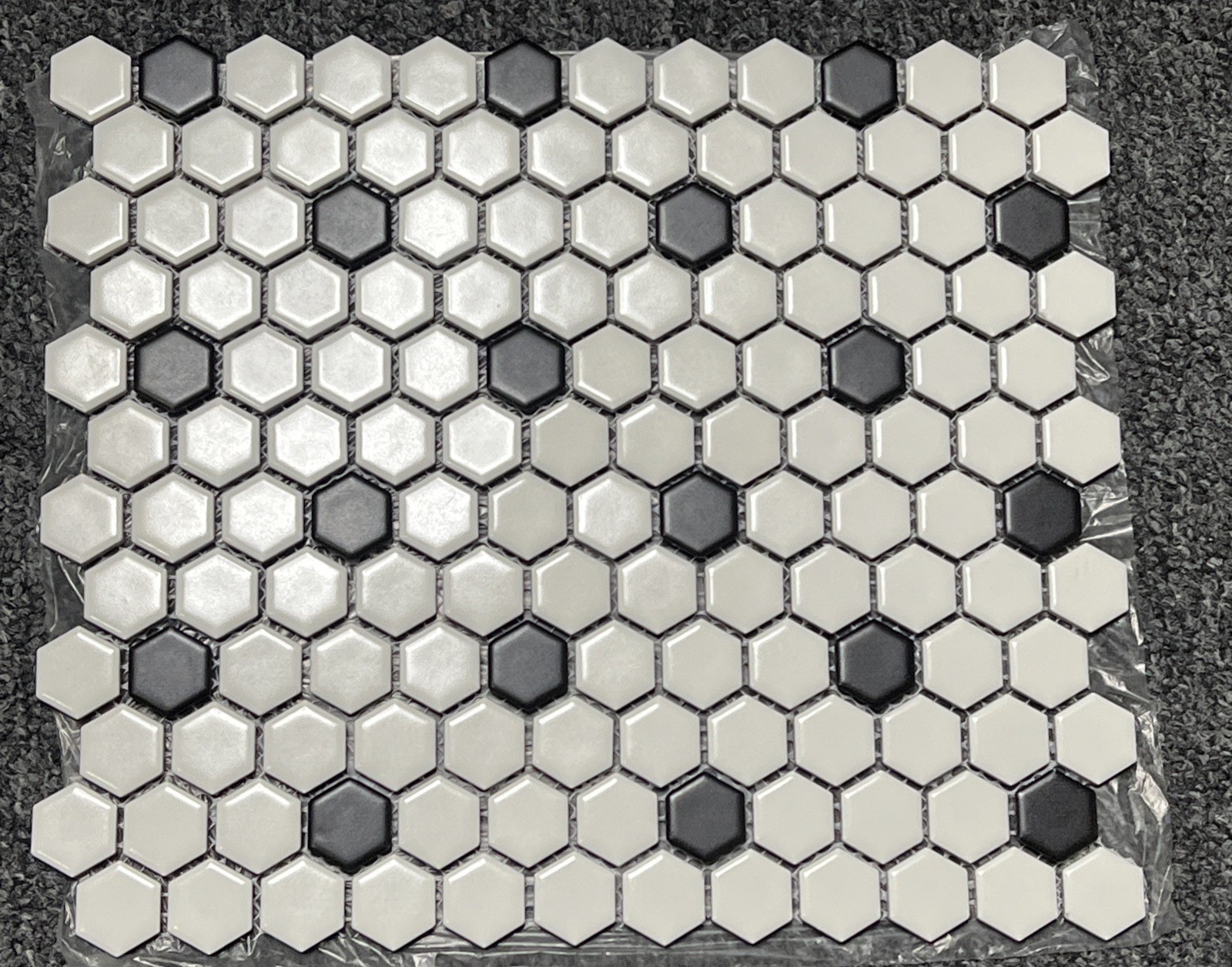 Soho White w Black Matte Hexagon Porcelain Mosaic (10) 12”x 10” Free Shipping