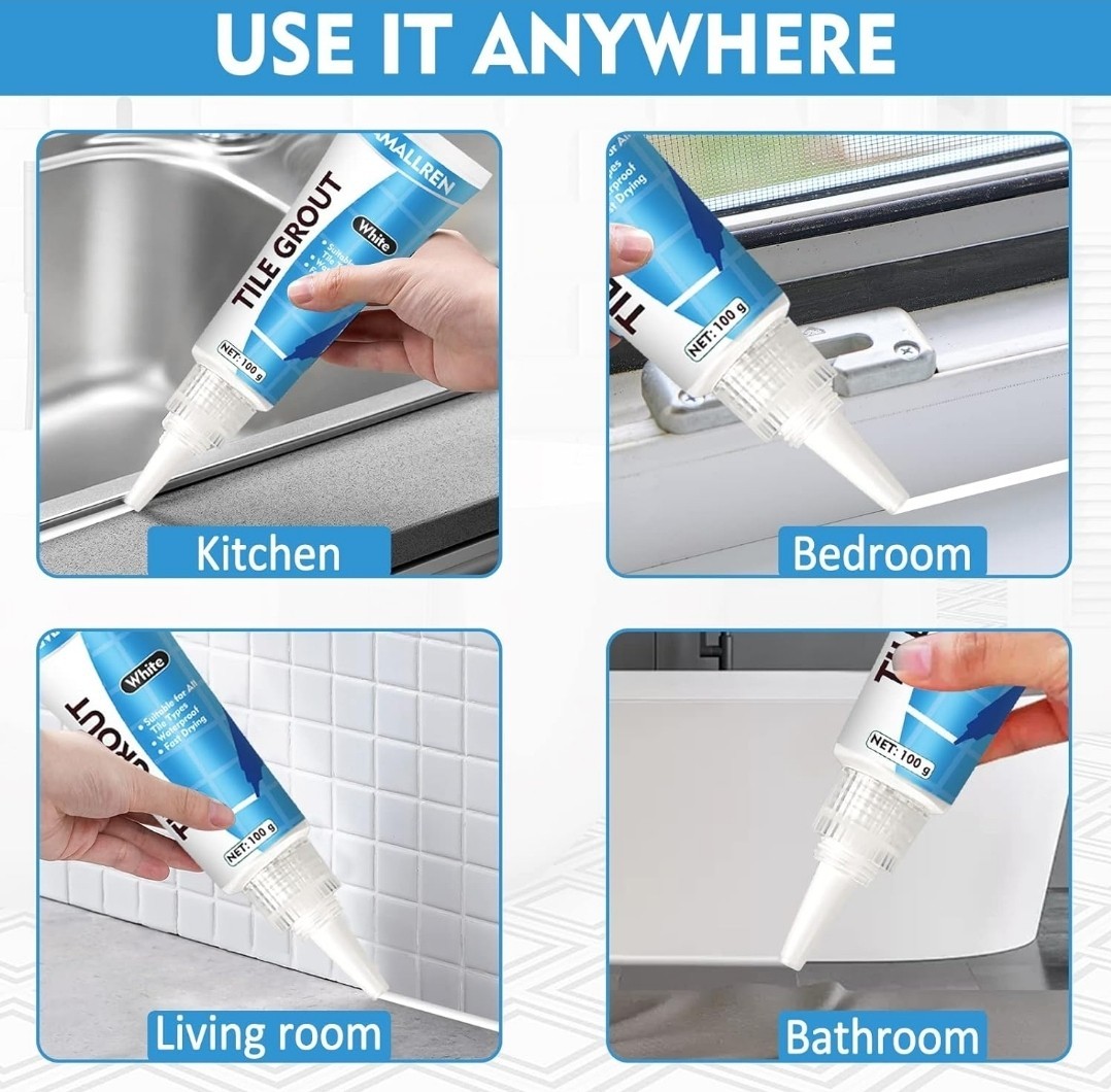 Tile Grout Repair Kit: Fast Drying Filler WHITE COLOR Restore,Renew Tile 2 Pack