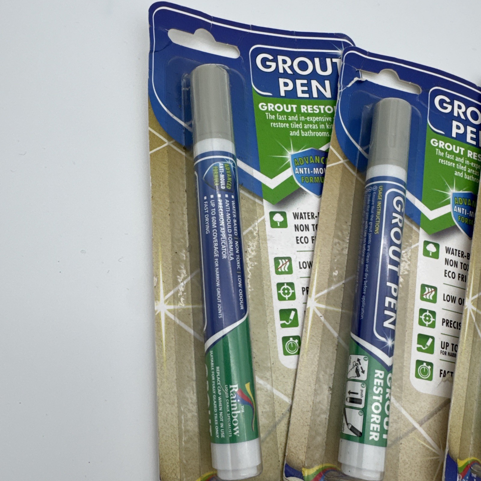 Grout Pen Light Grey Tile Paint Marker: Waterproof Narrow Tip 4 Pack