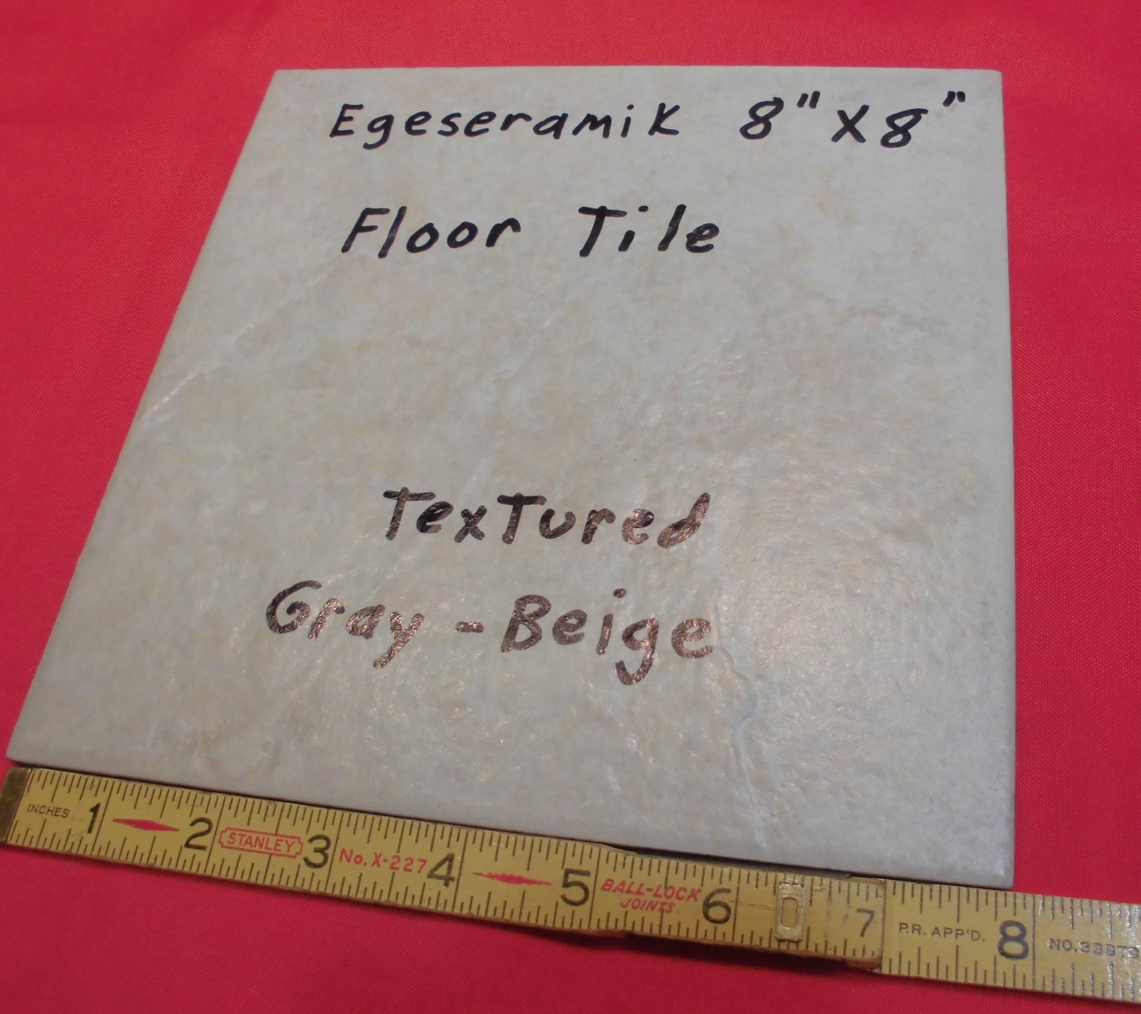 1 pc. Textured *Gray-Beige* Ceramic Floor Tile 8″ X 8″ actual size 7-7/8″
