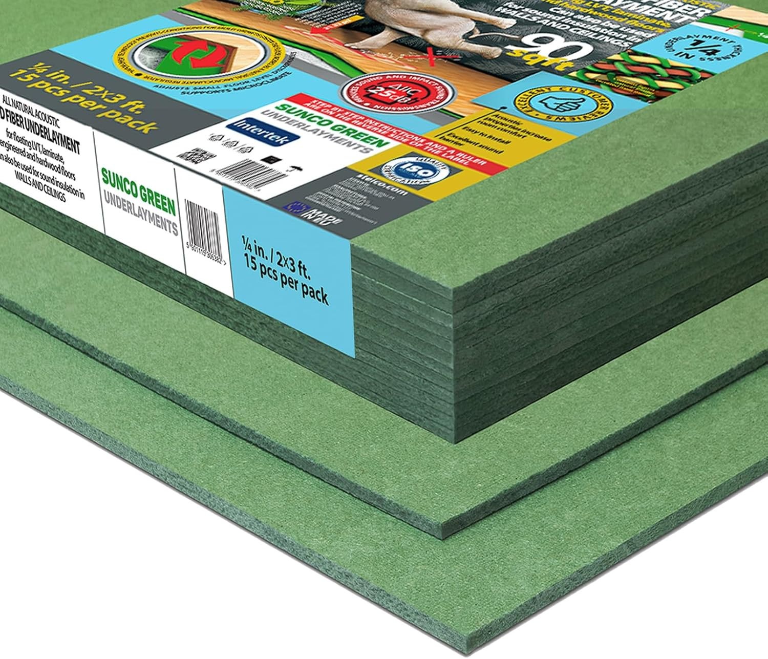 6mm Wood Fiber Flooring Underlayment 90 sq ft Soundproofing for Laminate