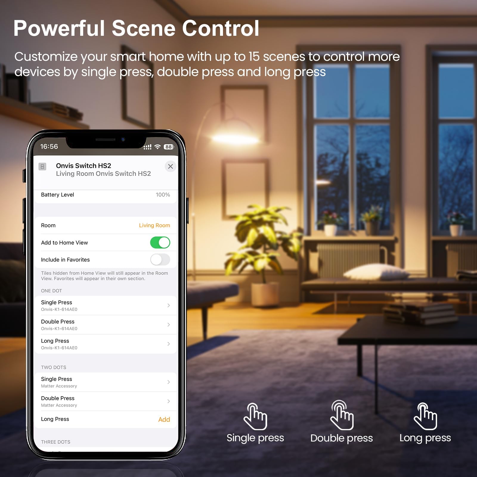 Onvis Smart Button, 5-Keys Switch, Scene Controller, Compatible white