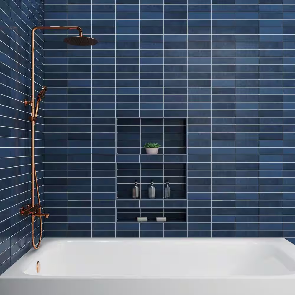 Cloe Subway Glossy Blue 2.5 In. X 8 In. Handmade-Look Ceramic Wall Tile (10.64 S