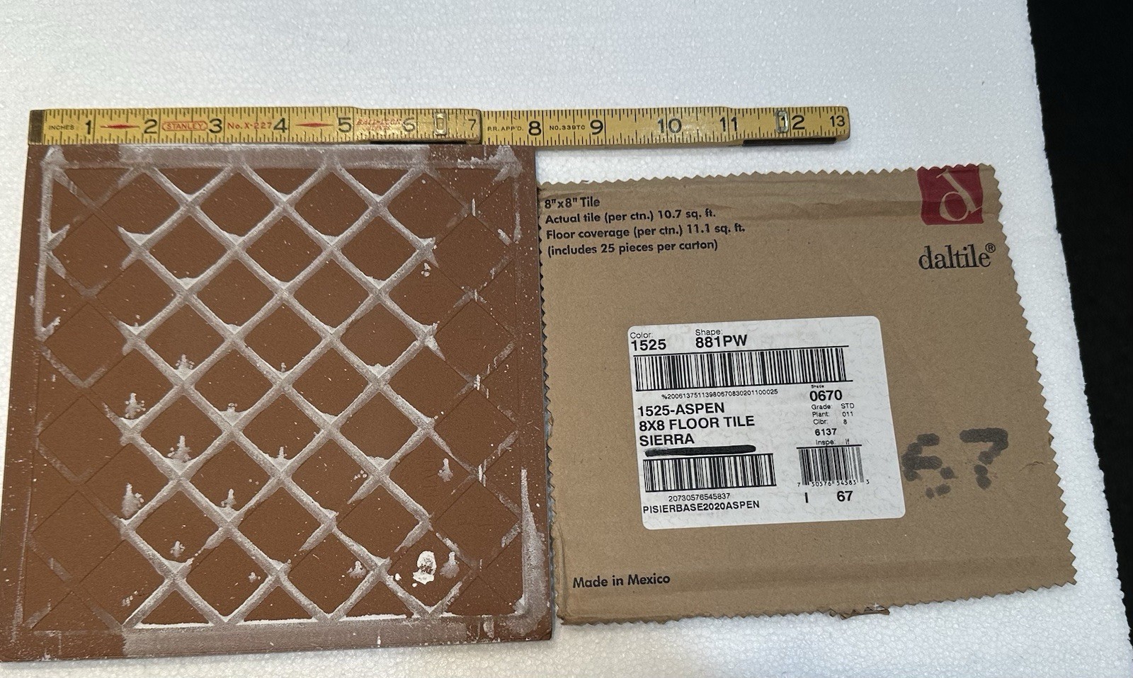 1 pc. Aspen – Splotchy Light Browns: 8″ Daltile Ceramic Floor Tile, New Stock