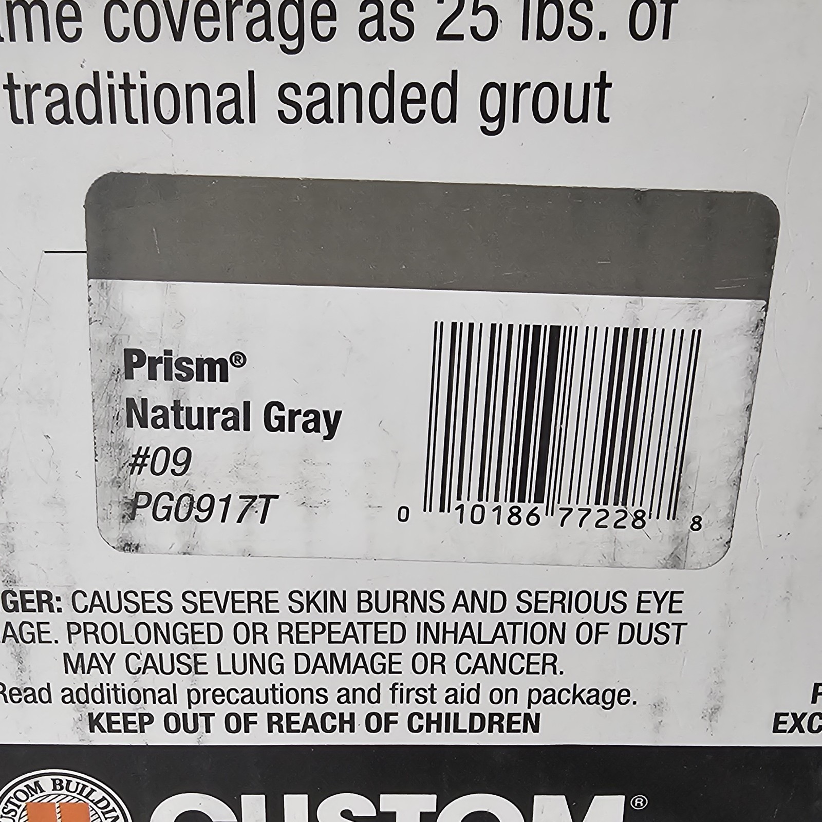 NEW Custom Prism Ultimate Performance Grout – 17 lb Natural Gray Color