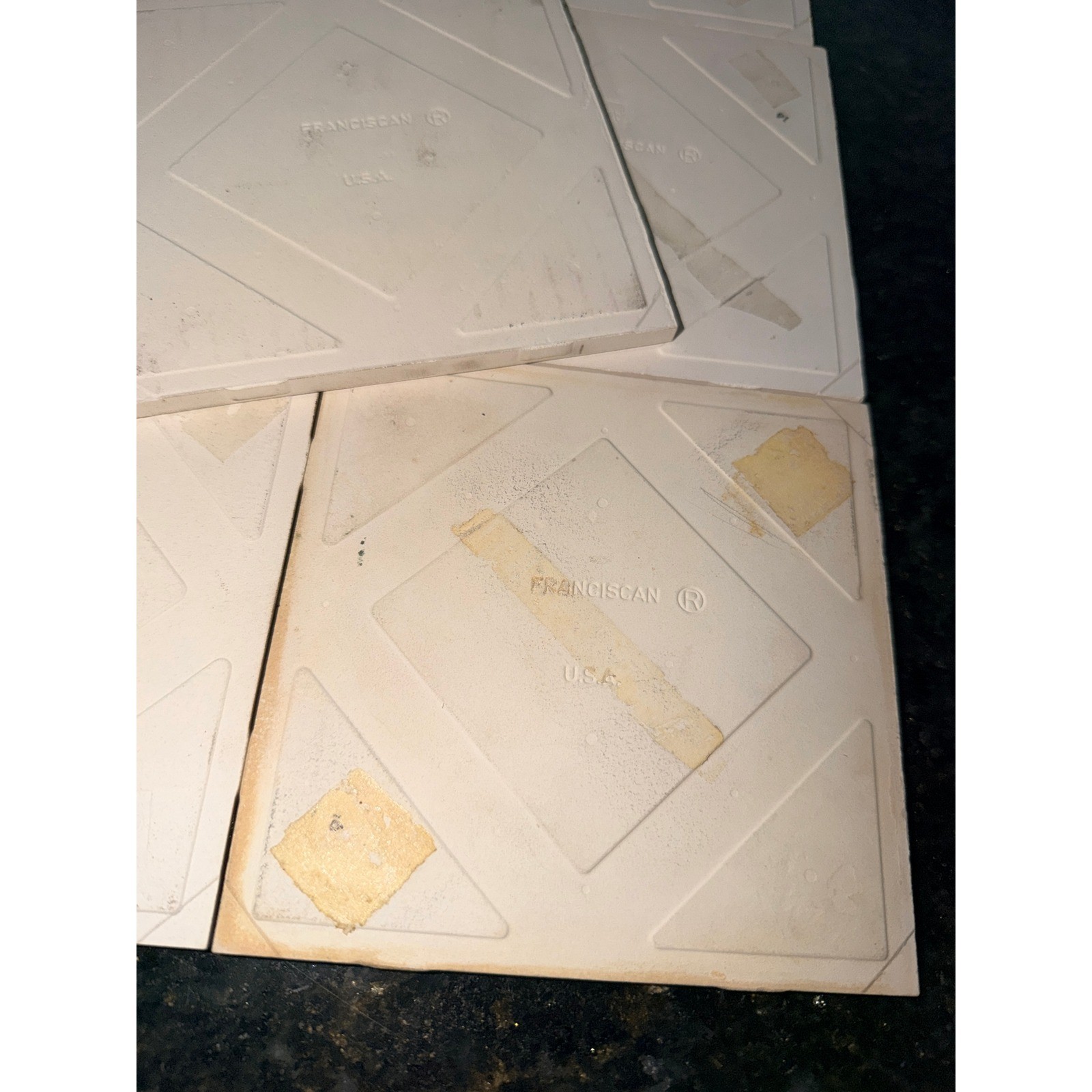 Vintage Franciscan Desert Rose Ceramic Tiles Set of 7 Hand Painted Floral USA