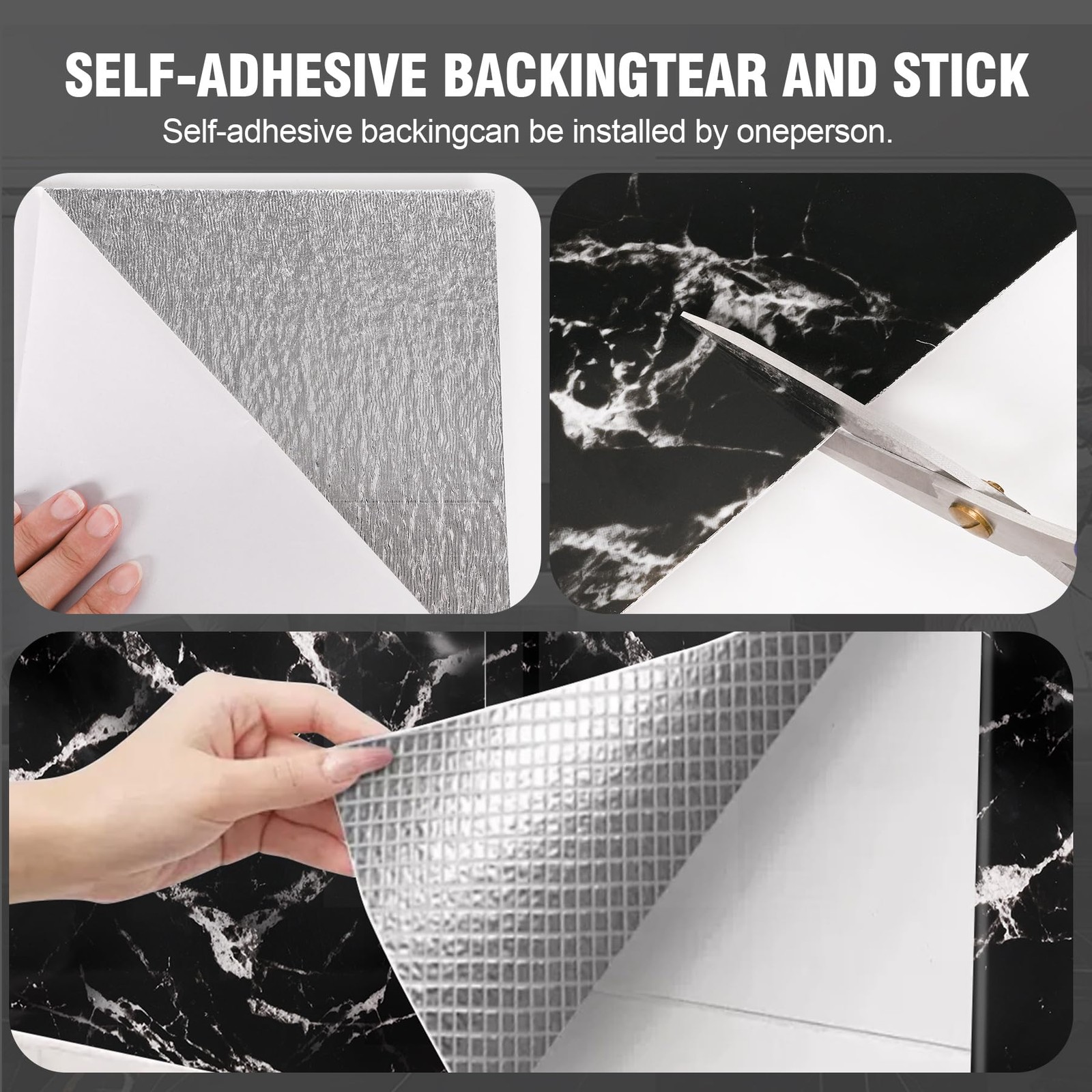 Peel and Stick Marble Look Wall Tiles – 10 Pieces 23.6×11.8in (19.4 Sq.Ft Cov…