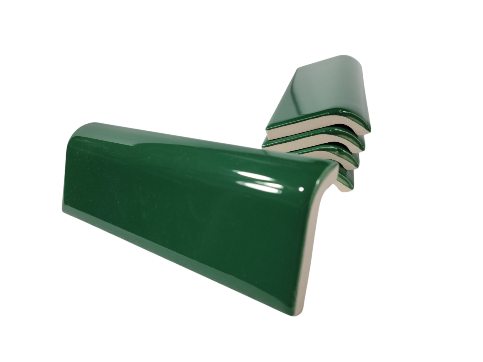 Emerald Green Ceramic Tile Mud Cap Subway Edge Trim Mudcap Mid Century Modern