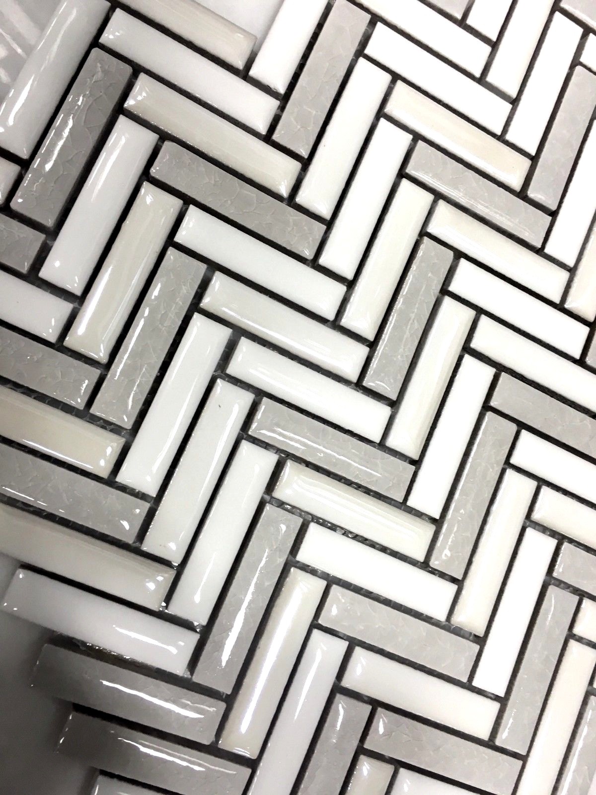 MultiColor Mini Brick Glossy Finish Crackled Ceramic Tile Backsplash Wall Mosaic