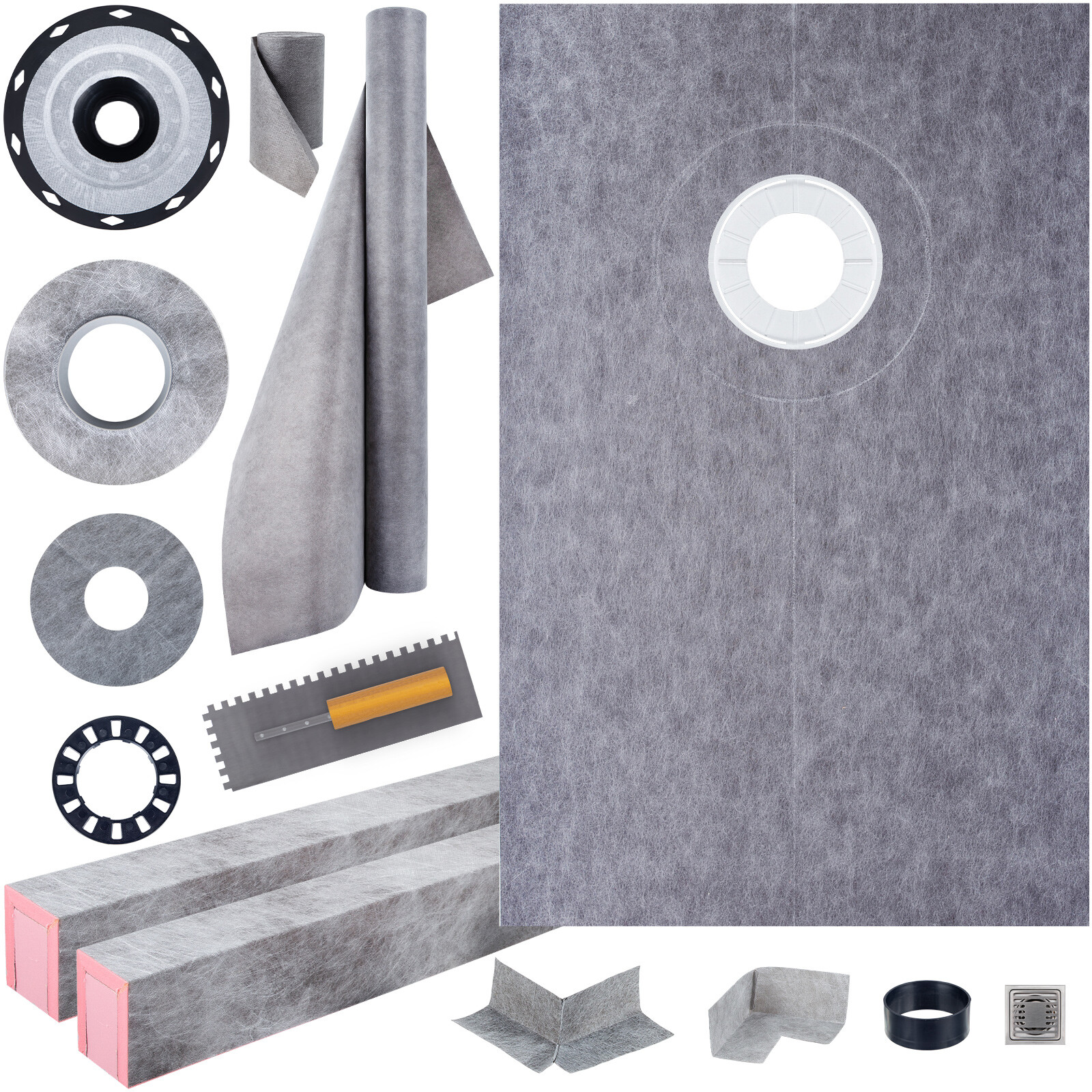 VEVOR Shower Curb Kit 38″x60″ with Offset Drain PVC Waterproofing