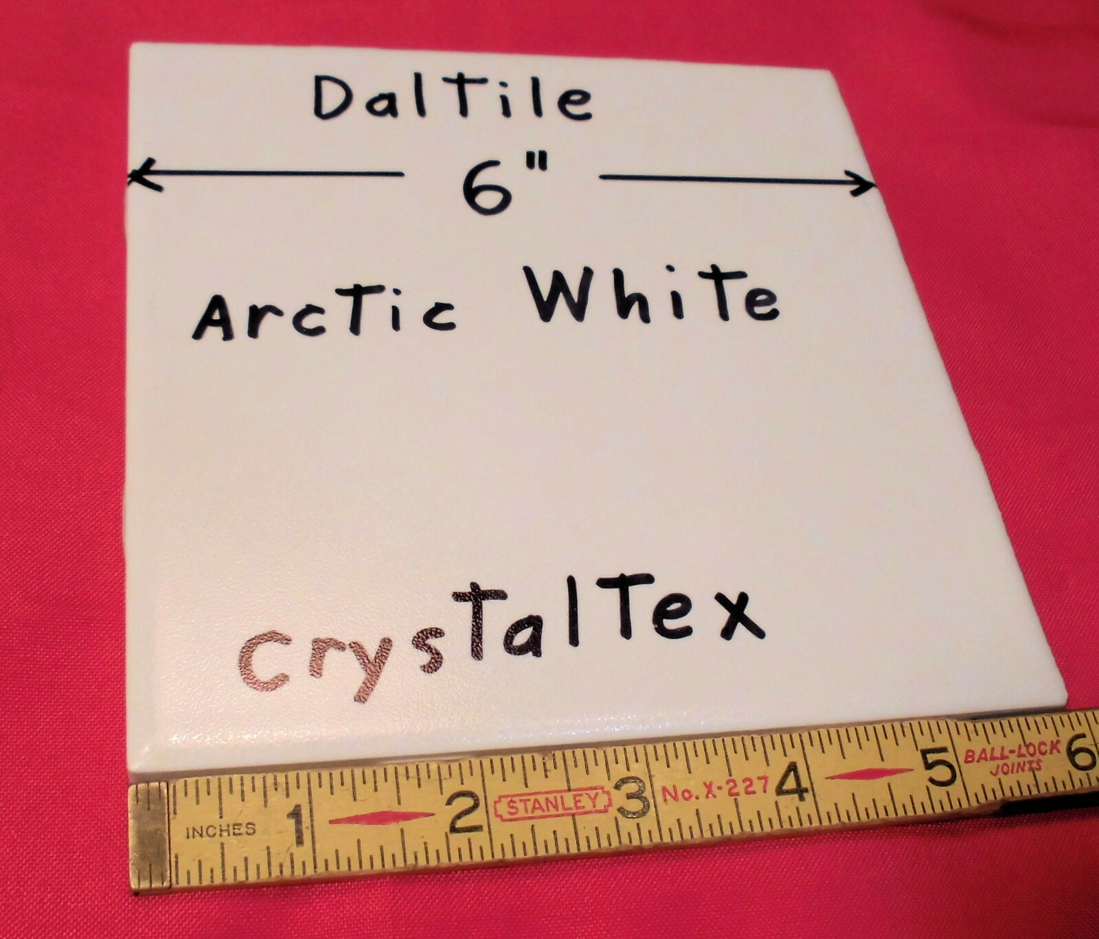 1 pc. *White* 6″ X 6″ by Daltile; Crystaltex Finish-Crystall, Lightly Textured