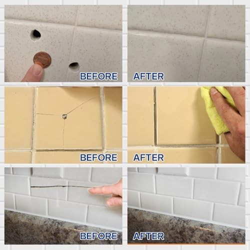Tile Repair Kit for Chips & Cracks – Color Match Adhesive for Ceramic, Porcelain