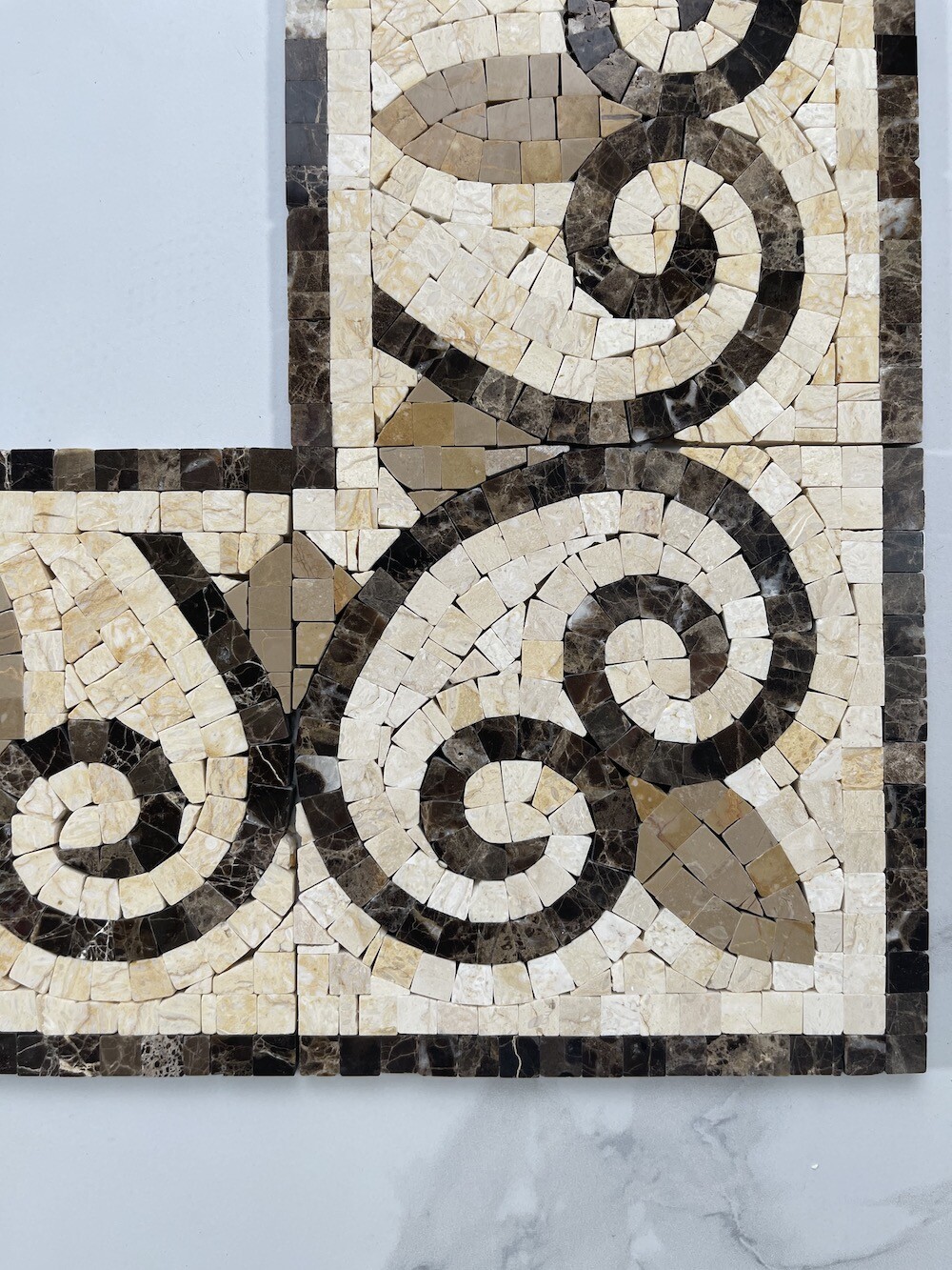 B0077CP Marble Mosaic Border Accent Tile Chandelier Emperador 5.9×5.9 Polish