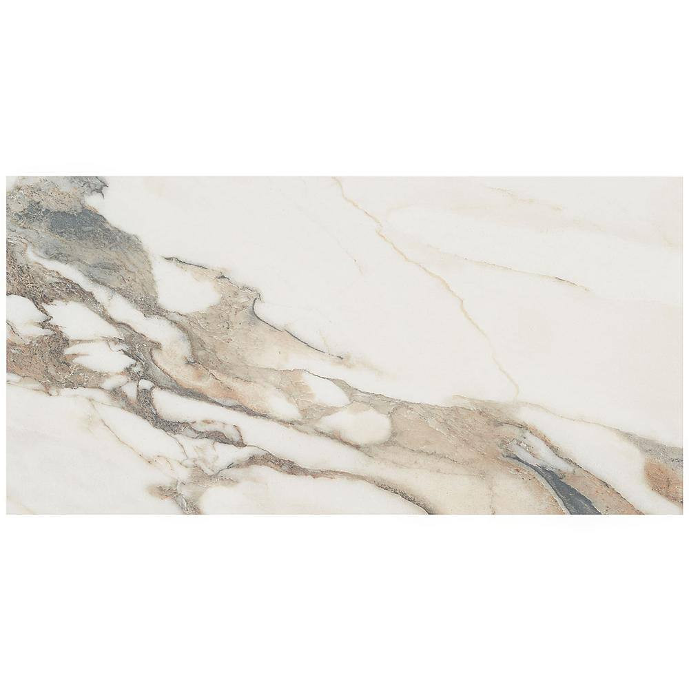 Saroshi Calacatta Rustico 11.81 In. X 23.62 In. Polished Marble Look Porcelain F