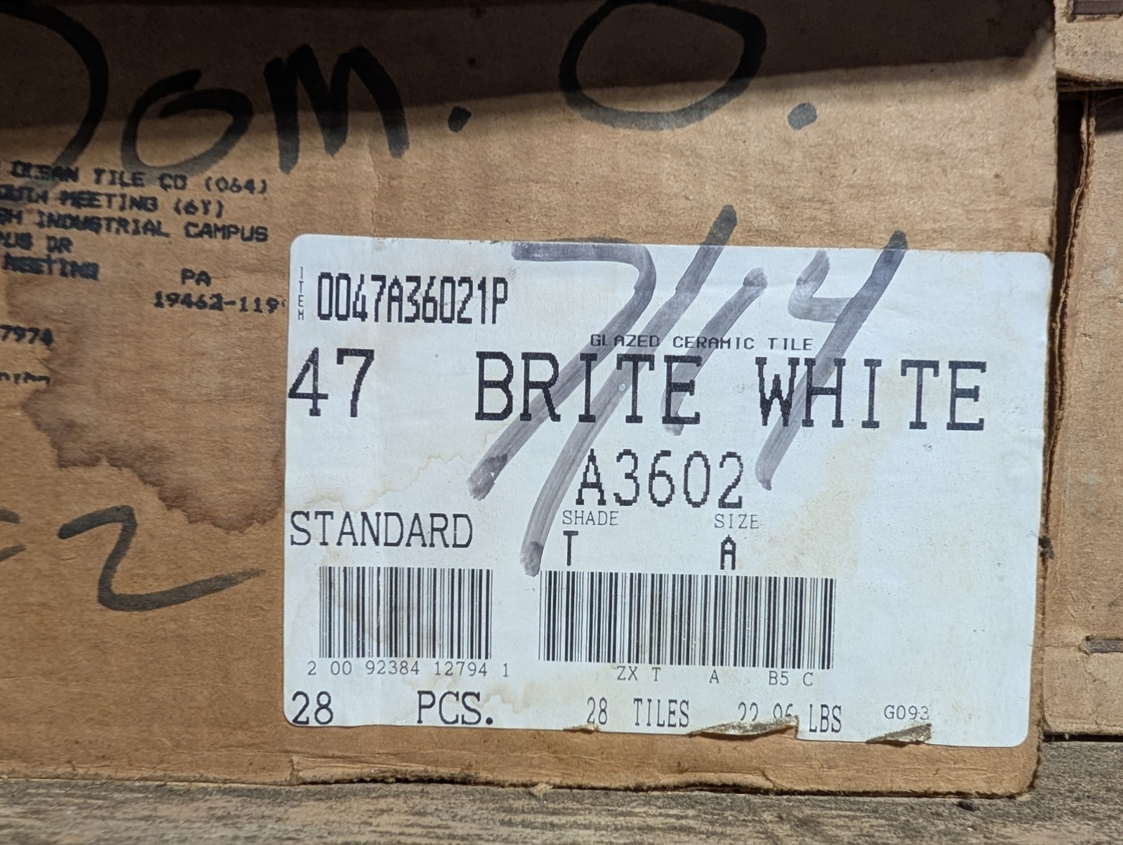 1 pc Vintage American Olean Gloss Brite White #47 Tile Mud Bullnose 6″x6″ A3602