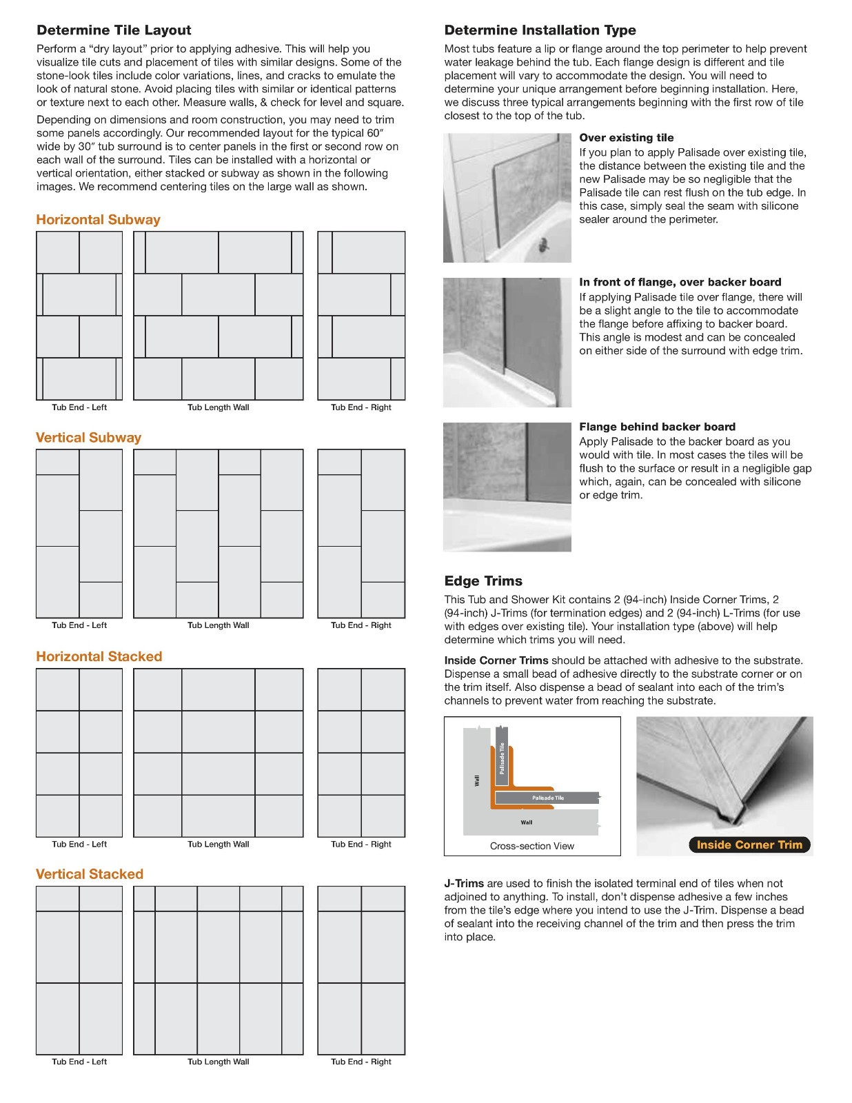 Palisade 23.2 in. x 11.1 in. Tile Shower and Tub Surround Kit