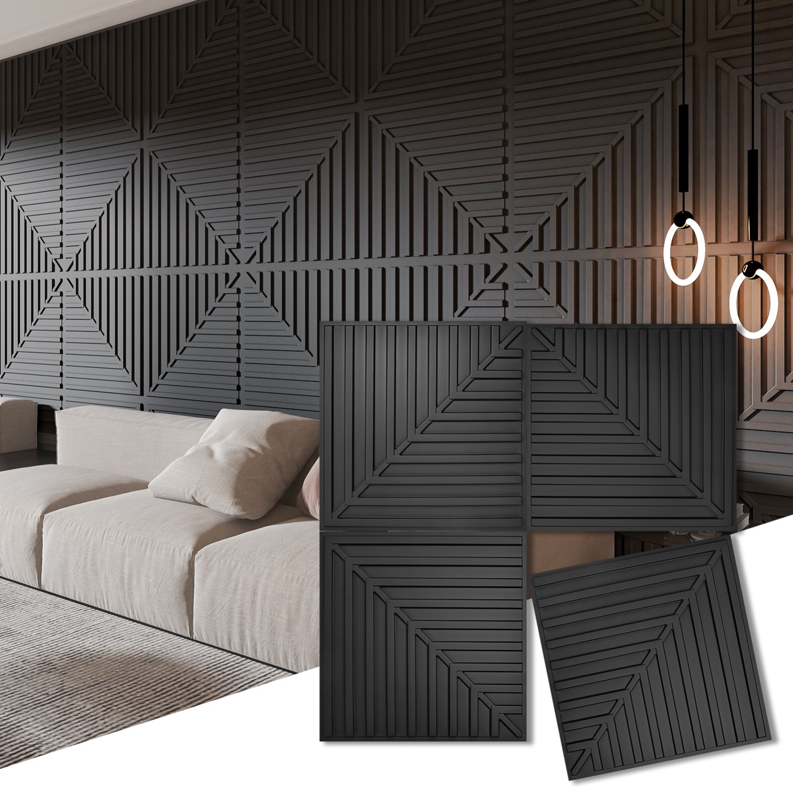 Art3d 12-sheet 3D PVC Panel 24″x24″ Cover 48sq.ft. for Ceiling or Wall Decor