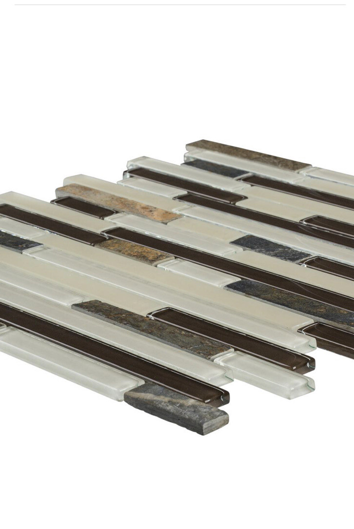 10PC Jeffrey Court Slate Beach TexturEd Interlocking Glass Mosaic Wall Tile