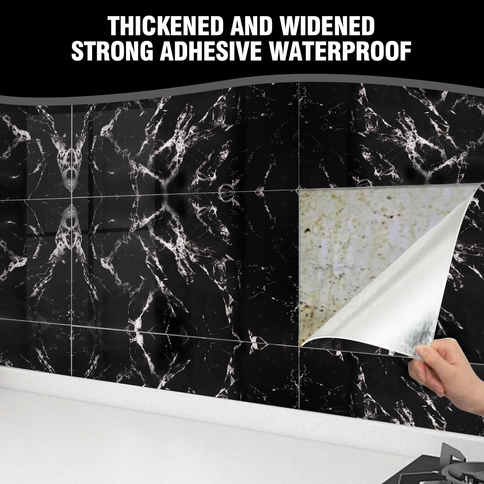 Peel and Stick Marble Look Wall Tiles – 10 Pieces 23.6×11.8in (19.4 Sq.Ft Cov…