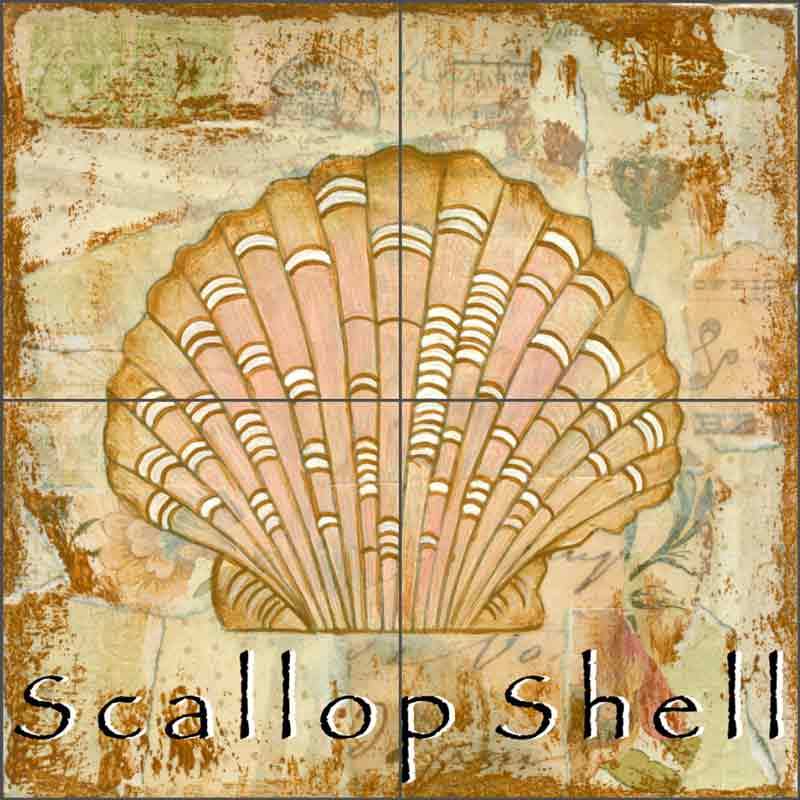 Ceramic Tile Mural Backsplash McKenna Sea Life Scallop Shell Art CCI-BRI258