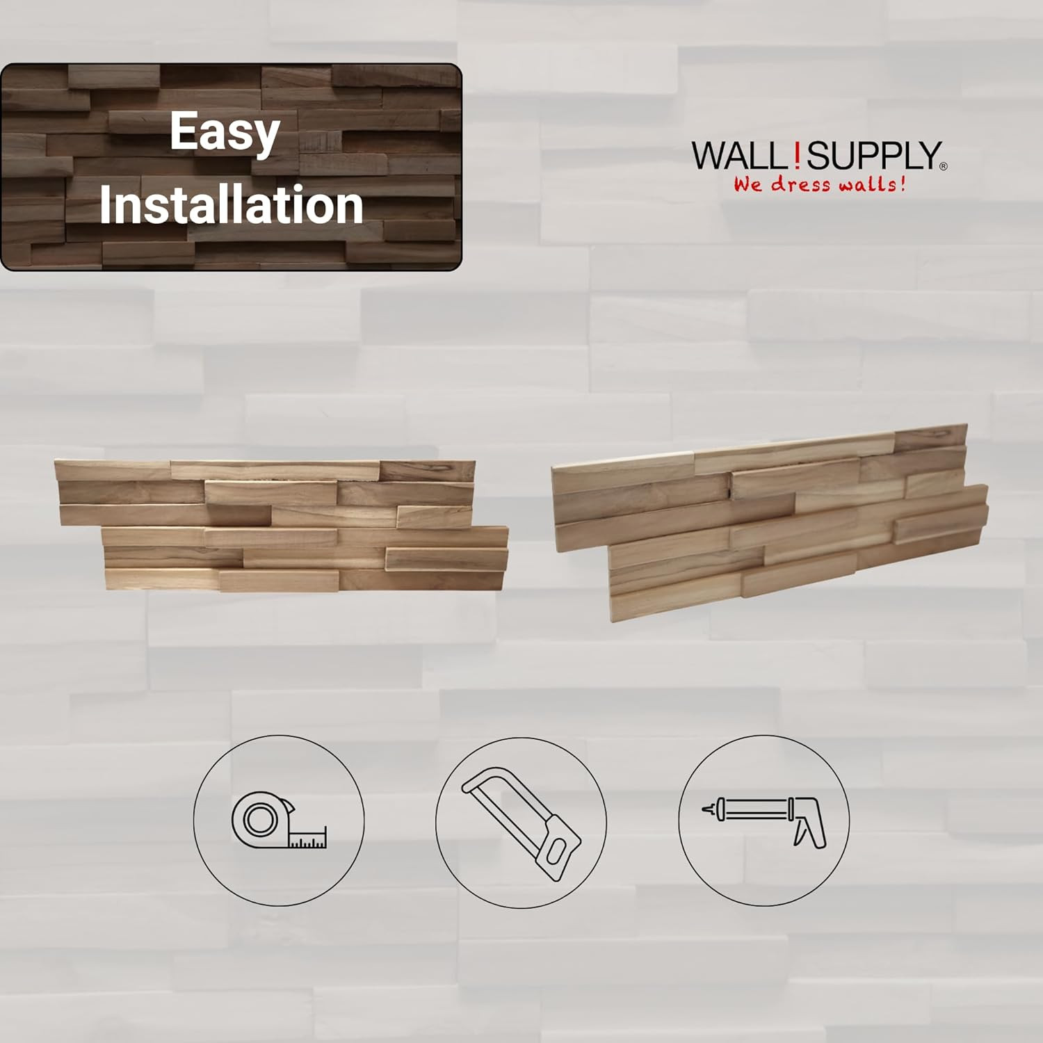 Reclaimed Teak 3D Wall Panels – Easy DIY Home Decor for Any Room – 10 Pack