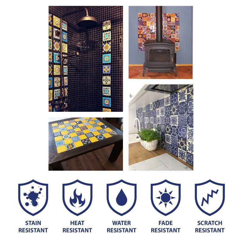 Mexican Mosaic Tiles 4×4 – Ceramic Tile Set in Unified Design Talavera – Juanma