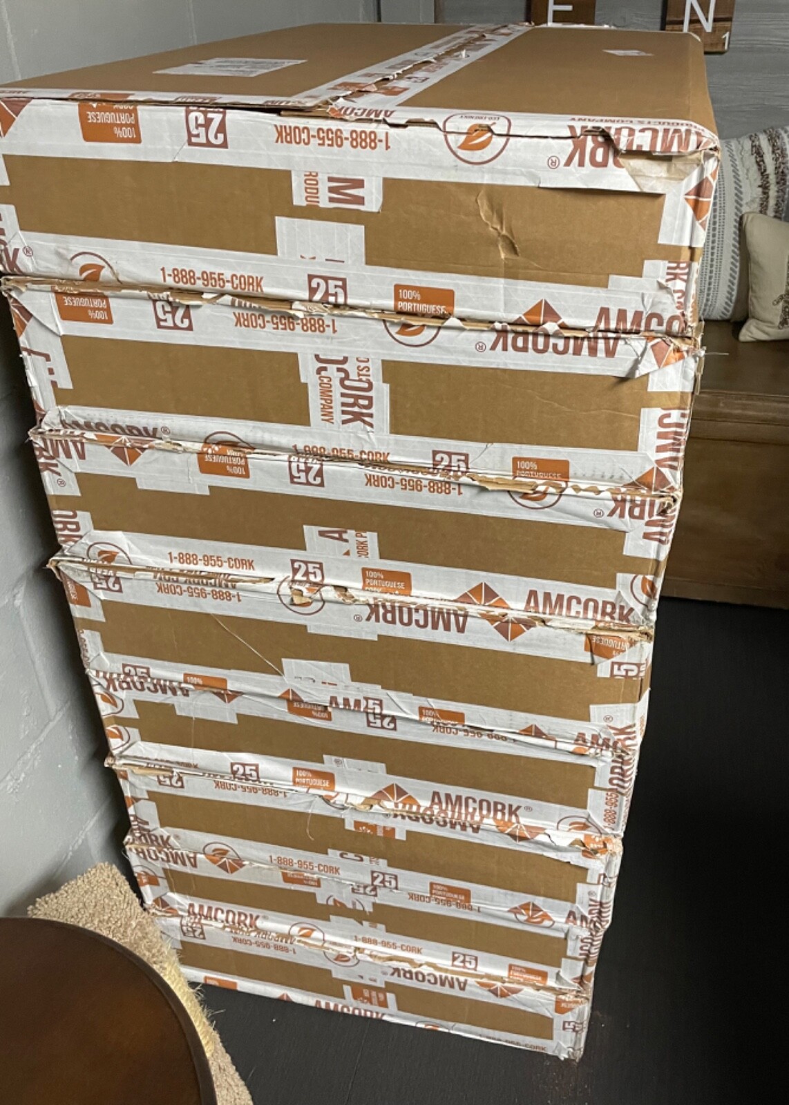 AmCork Wall Tile 24”x36”- 8 Boxes, Stack Stone Style. beige,brown and gray. New