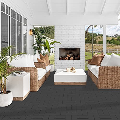 Plastic Interlocking Deck Tiles Pack Outdoor Patio 12″*12″ 9 Dark Grey