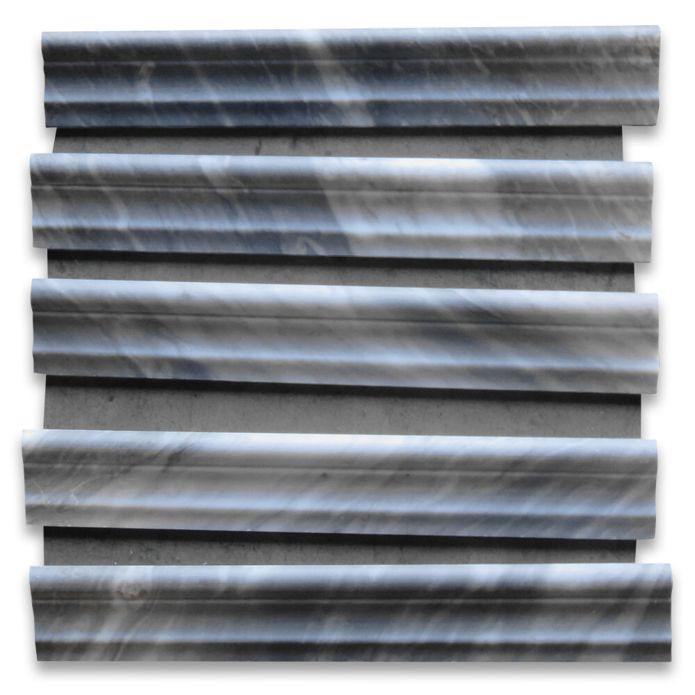 K13H Bardiglio Gray Dark Grey Marble 2×12 Chair Rail Trim Molding Honed