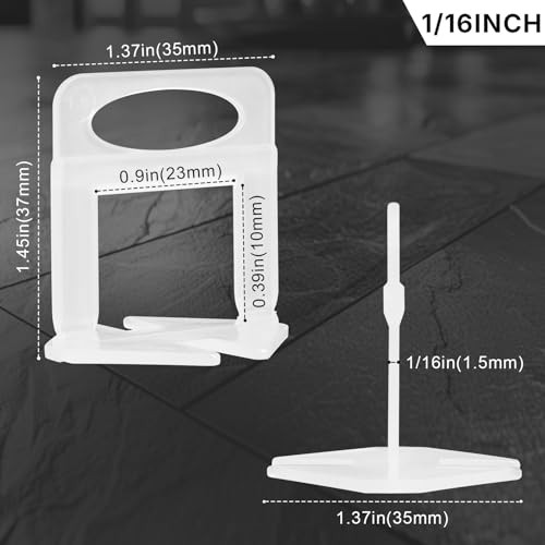 Tile Leveling System, Tile Spacers Tile Leveling Tools, 1/16 Inch*2400 Piece