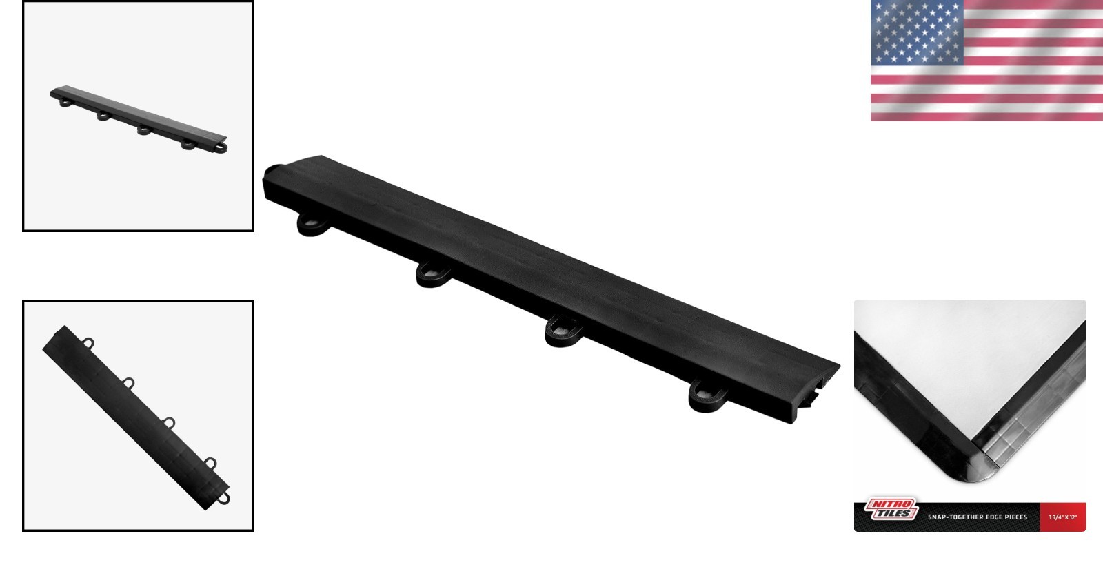 Smooth Ramped Edge Pieces for Nitro Interlocking Garage Floor Tiles – Black