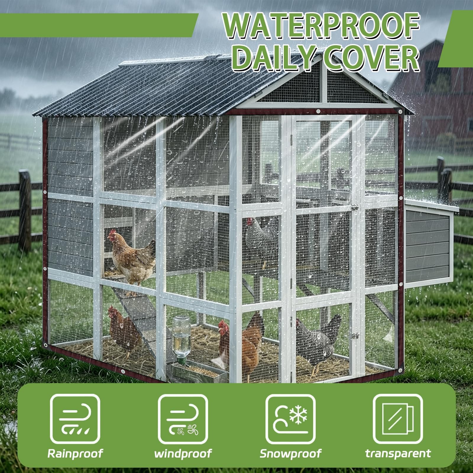 Cenhadam Clear Tarp with Grommets 4×6 ft,10 Mil ft-1P, Black Border
