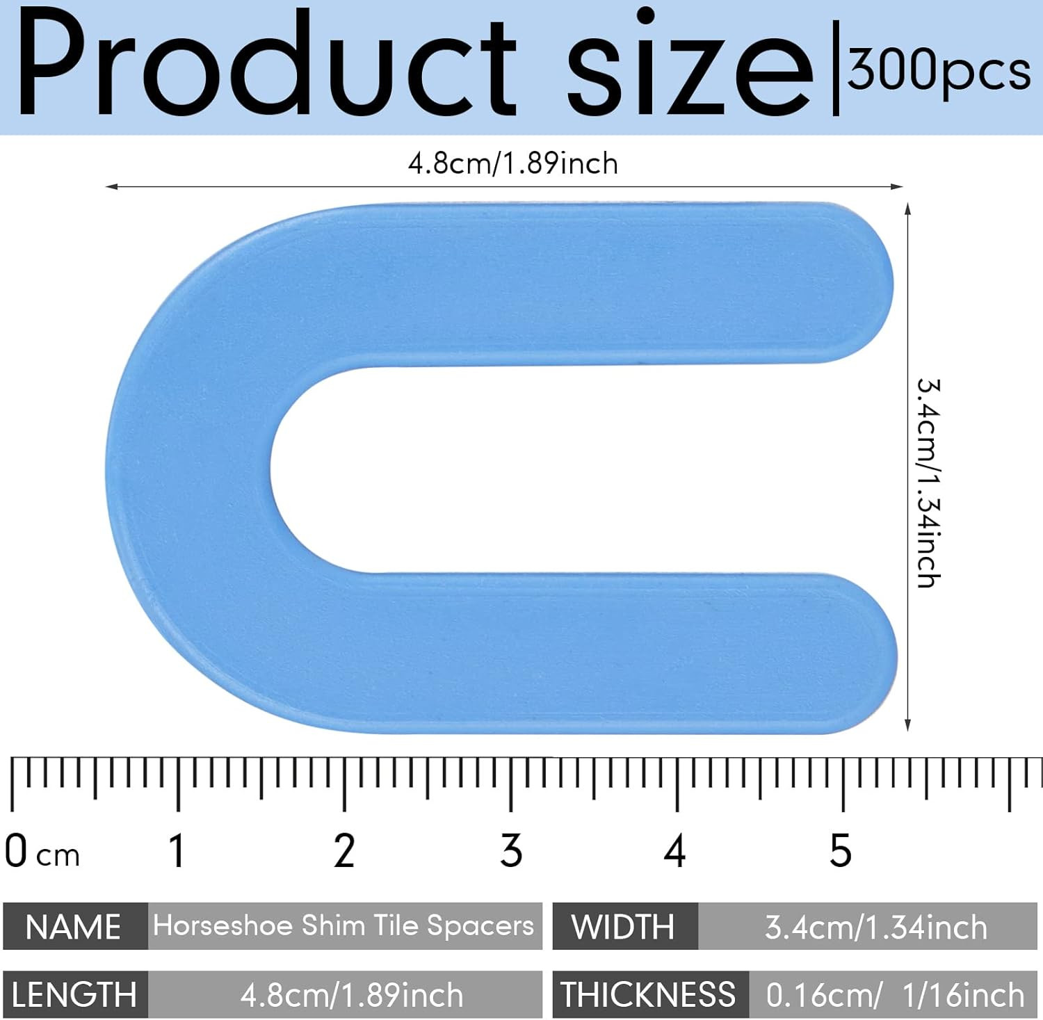 Yookeer Tile Leveling System Tile Spacers 1/16 Inch, Horseshoe Shim U Shape